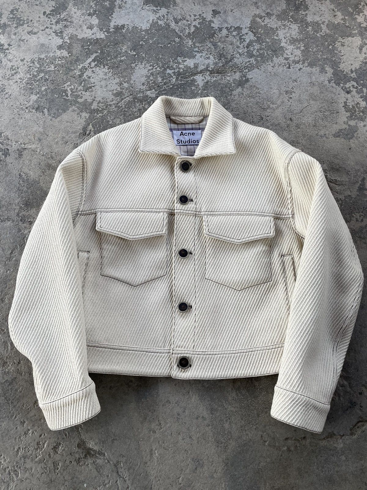 Acne Studios Ivory Oversized Crop Jacket Size US S / EU 44-46 / 1 - 1 Thumbnail