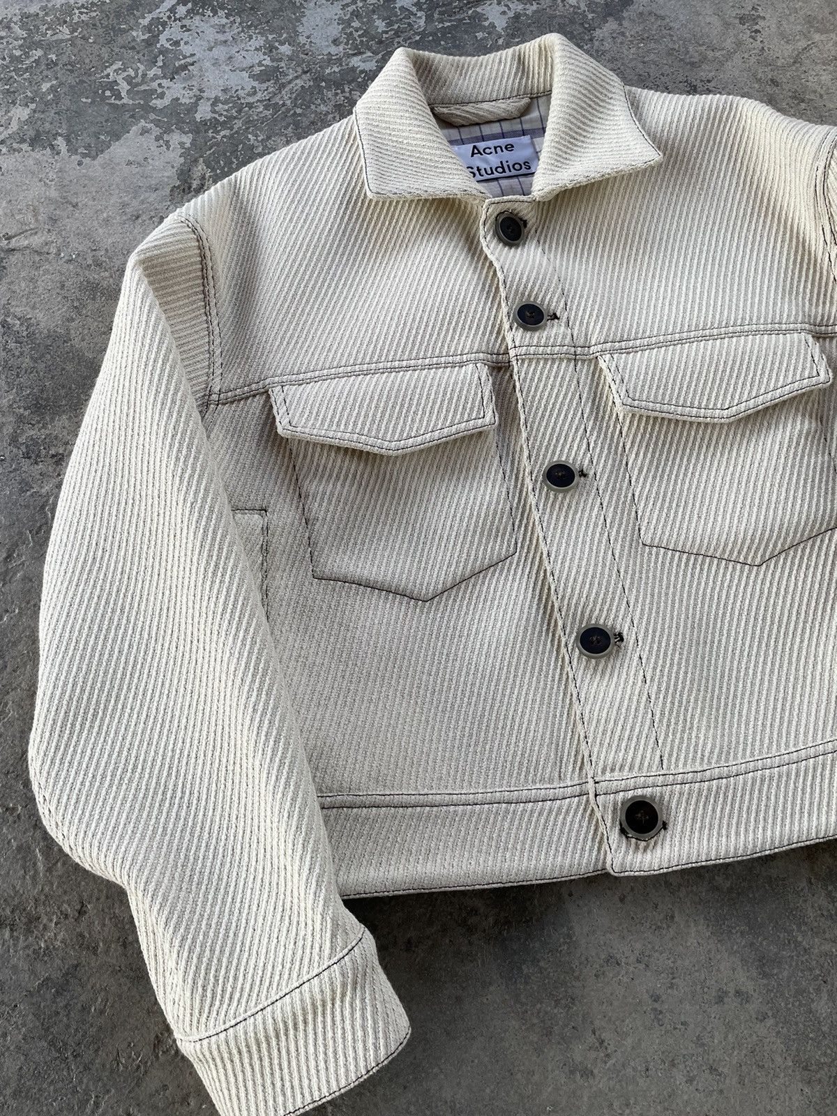 Acne Studios Ivory Oversized Crop Jacket Size US S / EU 44-46 / 1 - 2 Thumbnail