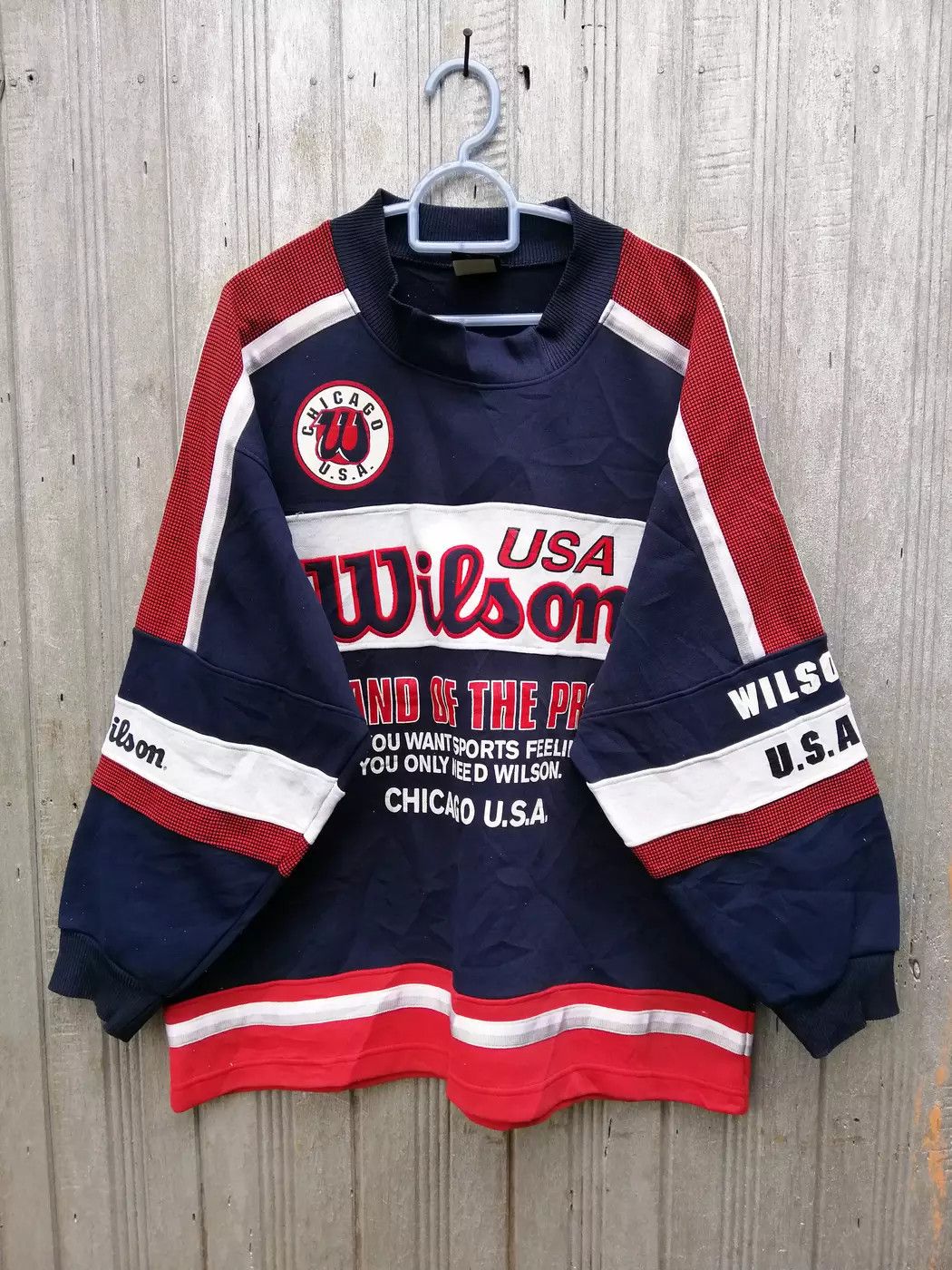 Wilson Vintage 90s Wilson Chicago USA Multicolour Sweatshirt B25 Size US L / EU 52-54 / 3 - 2 Thumbnail