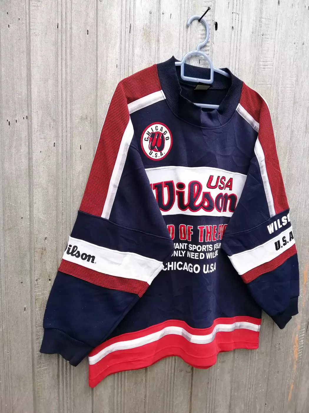 Wilson Vintage 90s Wilson Chicago USA Multicolour Sweatshirt B25 Size US L / EU 52-54 / 3 - 1 Thumbnail