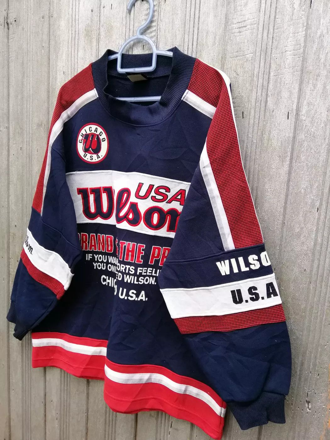 Wilson Vintage 90s Wilson Chicago USA Multicolour Sweatshirt B25 Size US L / EU 52-54 / 3 - 3 Thumbnail