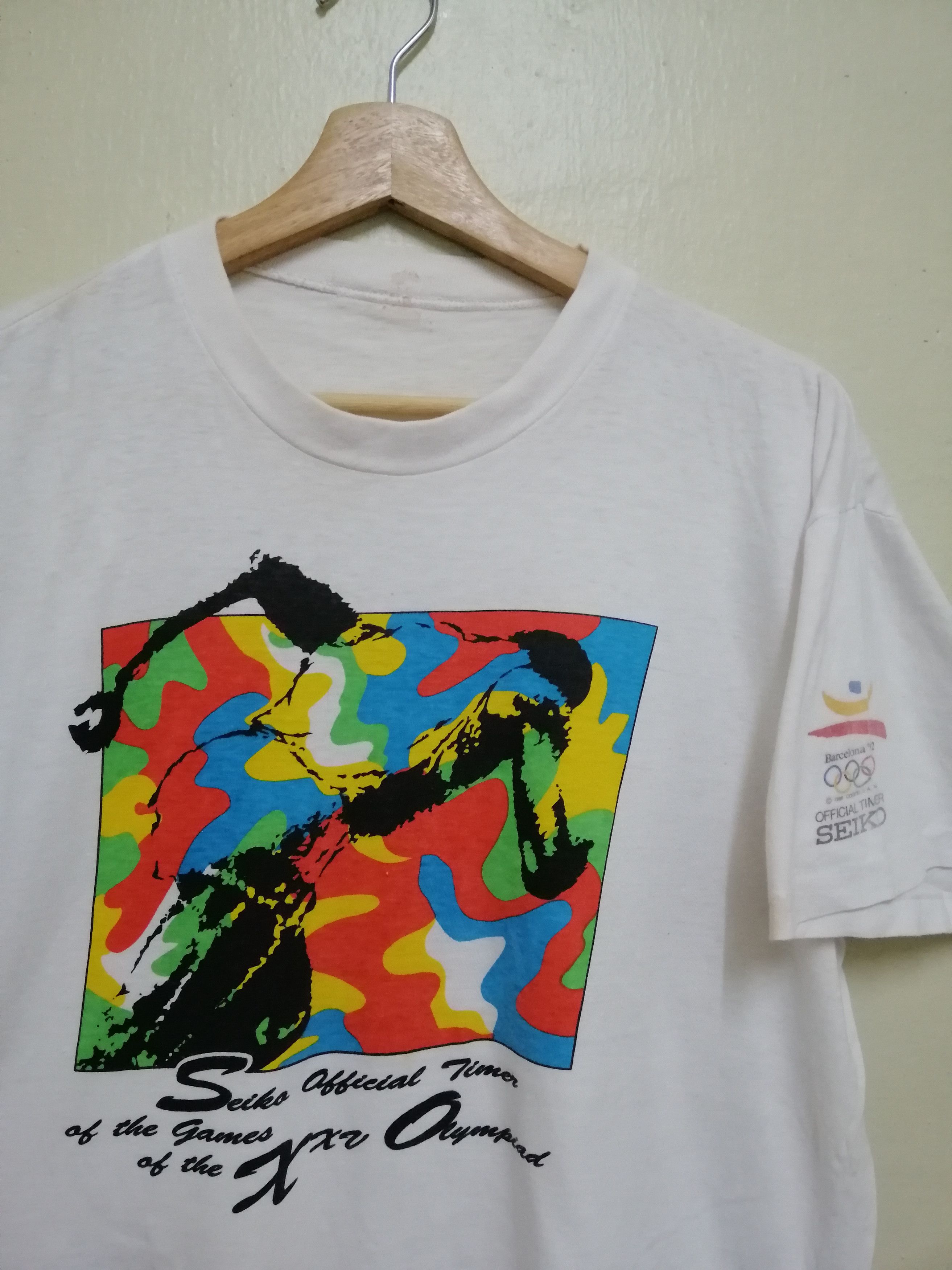 Seiko × USA Olympics × Vintage Vintage 1992 Olympic Barcelona Seiko Official Timer Tshirt Size US M / EU 48-50 / 2 - 2 Thumbnail