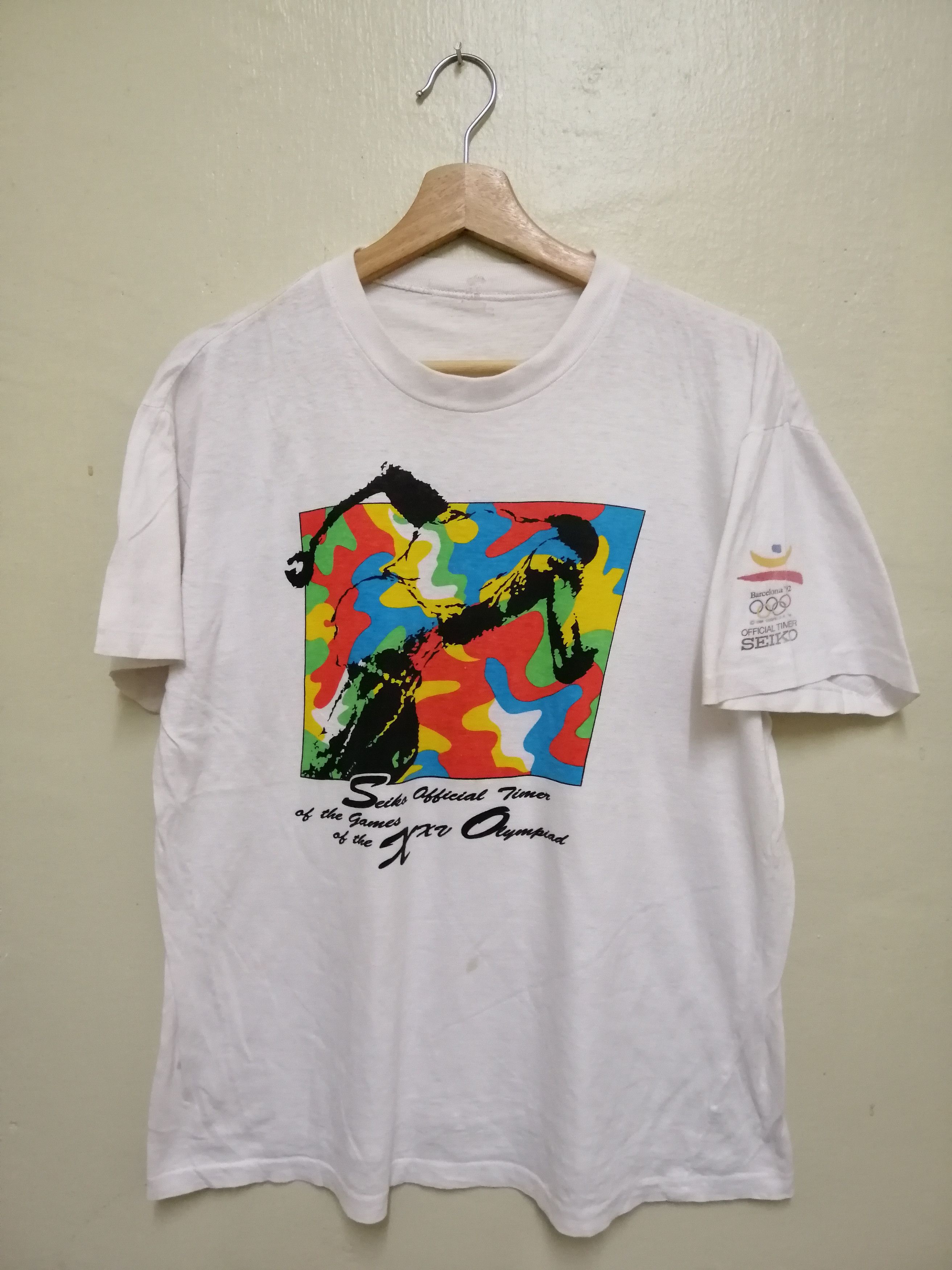 Seiko × USA Olympics × Vintage Vintage 1992 Olympic Barcelona Seiko Official Timer Tshirt Size US M / EU 48-50 / 2 - 4 Thumbnail