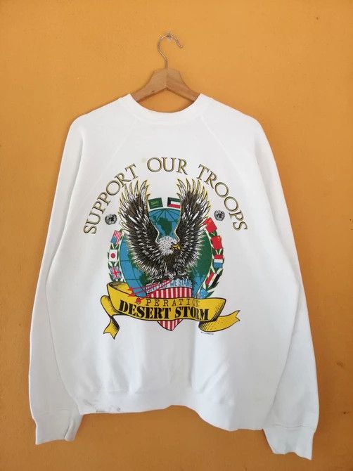 Tultex × Vintage Vintage Desert Storm 90’s Militaryary Sweatshirt Size US XL / EU 56 / 4 - 1 Thumbnail