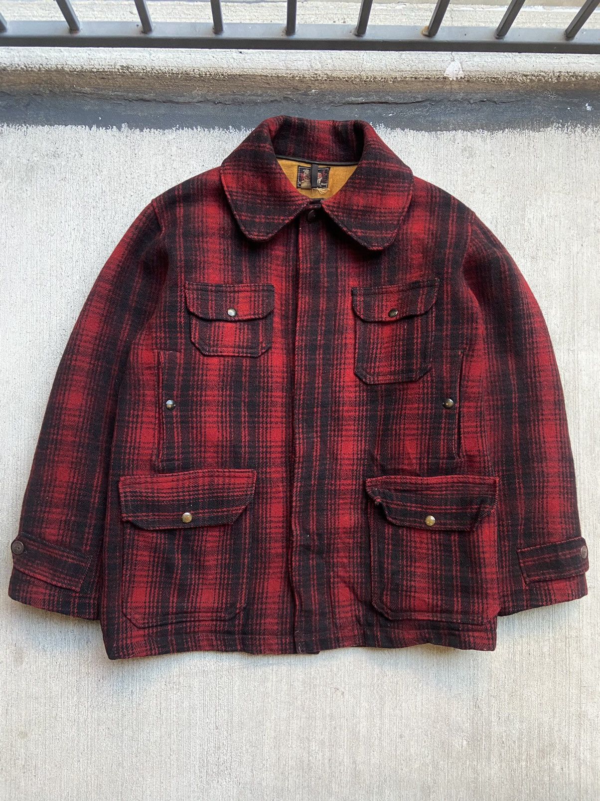 Vintage 50’s Woolrich Mens Mackinaw Buffalo Plaid Wool Button Up Jacket Hunting hotsell