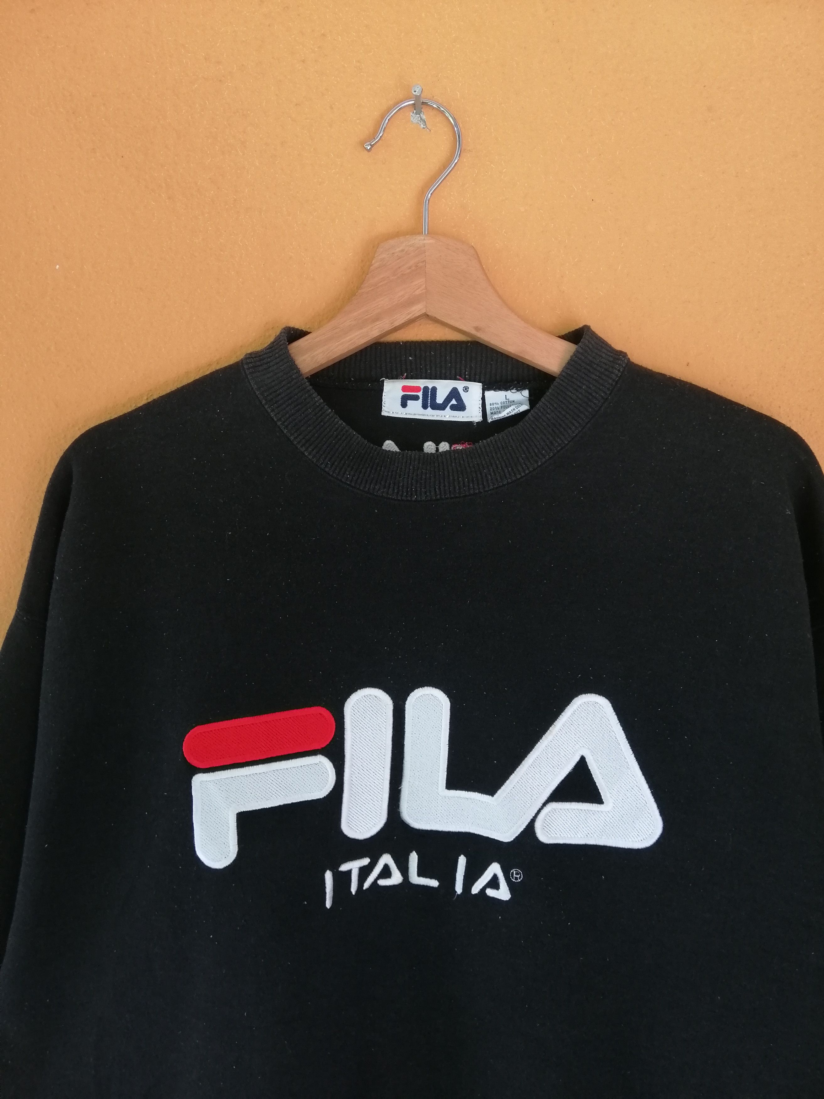 Fila Vintage 90s FILA Embroidery Big Logo Black Sweatshirt B20 Size US L / EU 52-54 / 3 - 4 Thumbnail