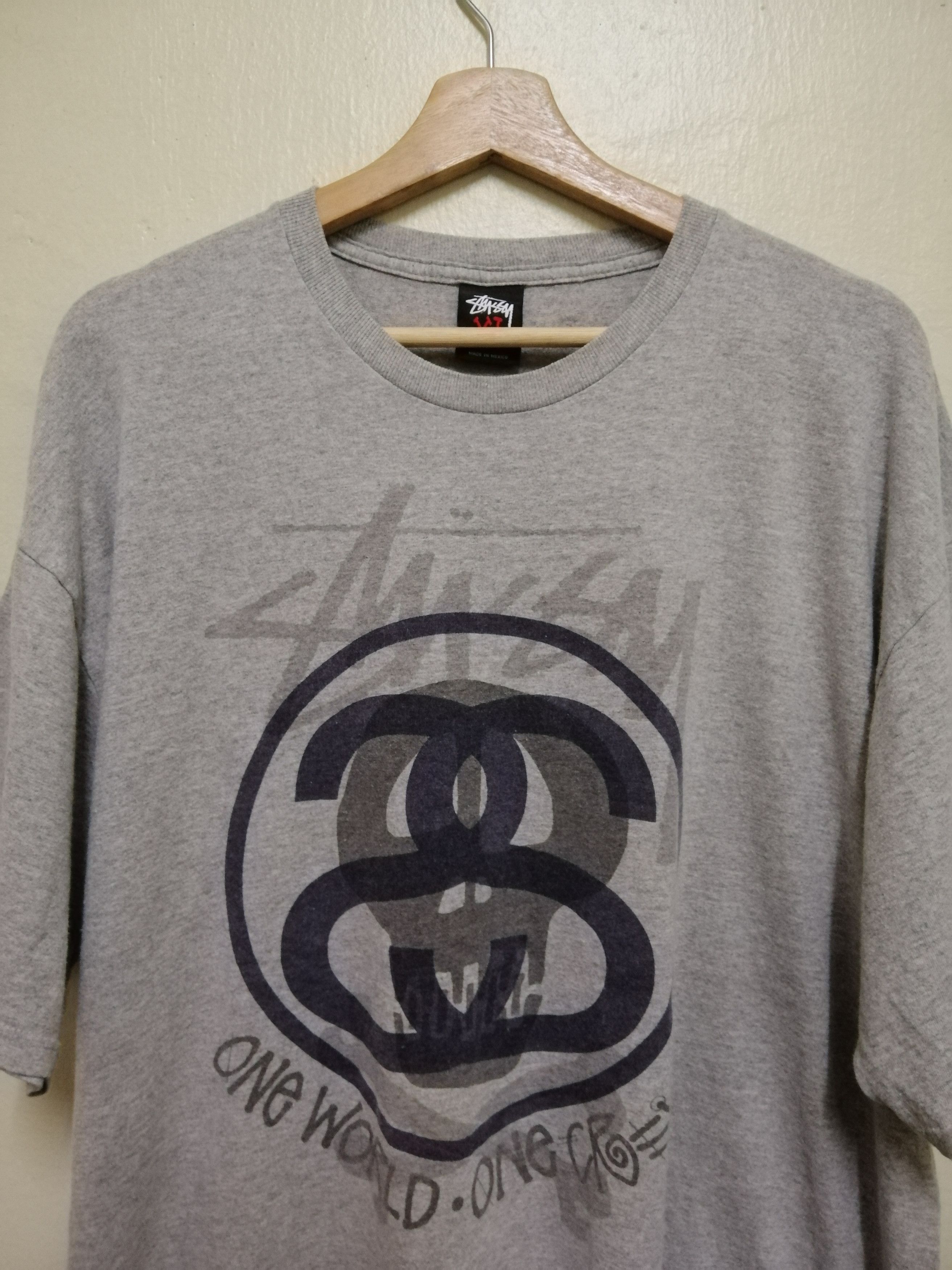Stussy × Vintage Vintage Stussy Big Logo One World One Crew Tshirt Size US XL / EU 56 / 4 - 5 Thumbnail