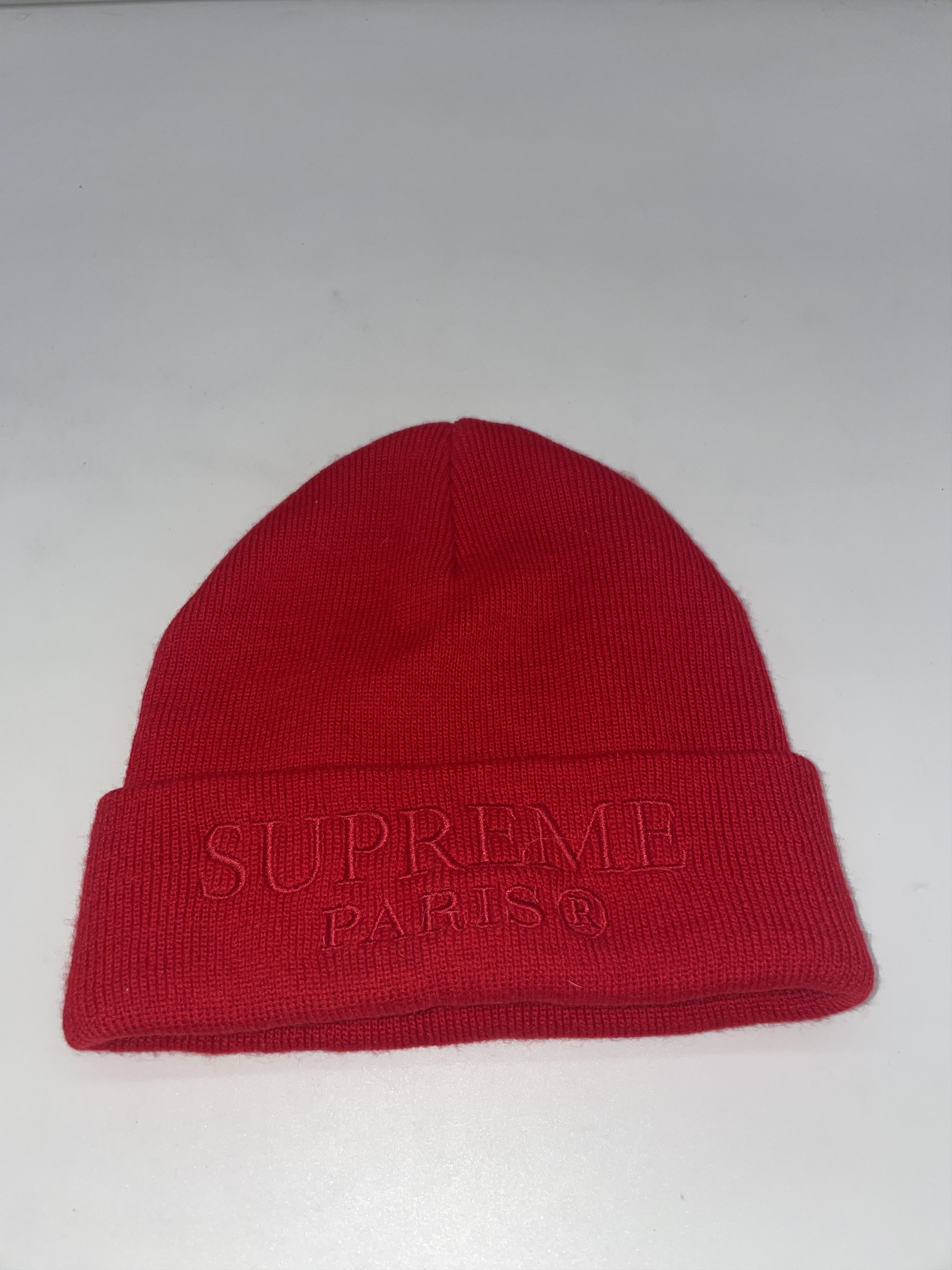 Supreme Red Tonal Logo Beanie SS19 one size Paris France New Box NY