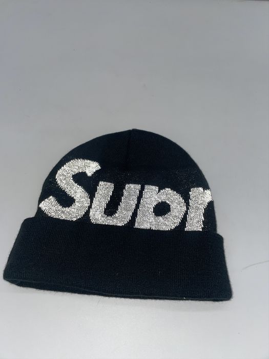 Supreme Supreme FW18 Big Logo Beanie Black Silver Raiders 3M