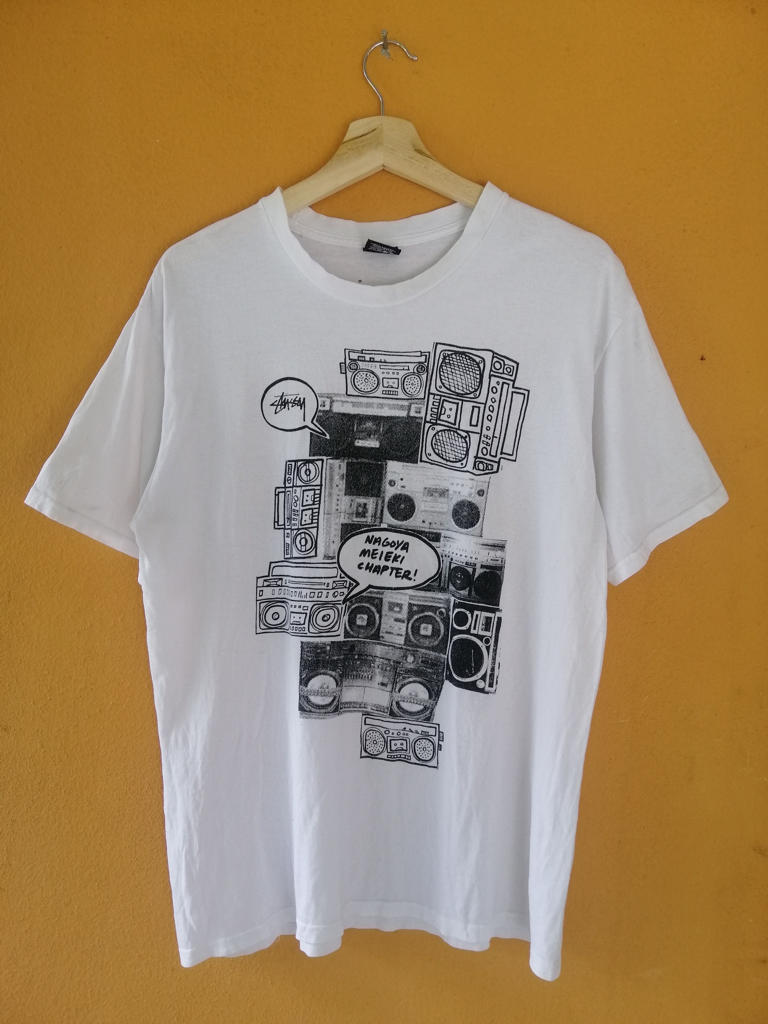 Streetwear × Stussy × Vintage White Stussy popsicle tee