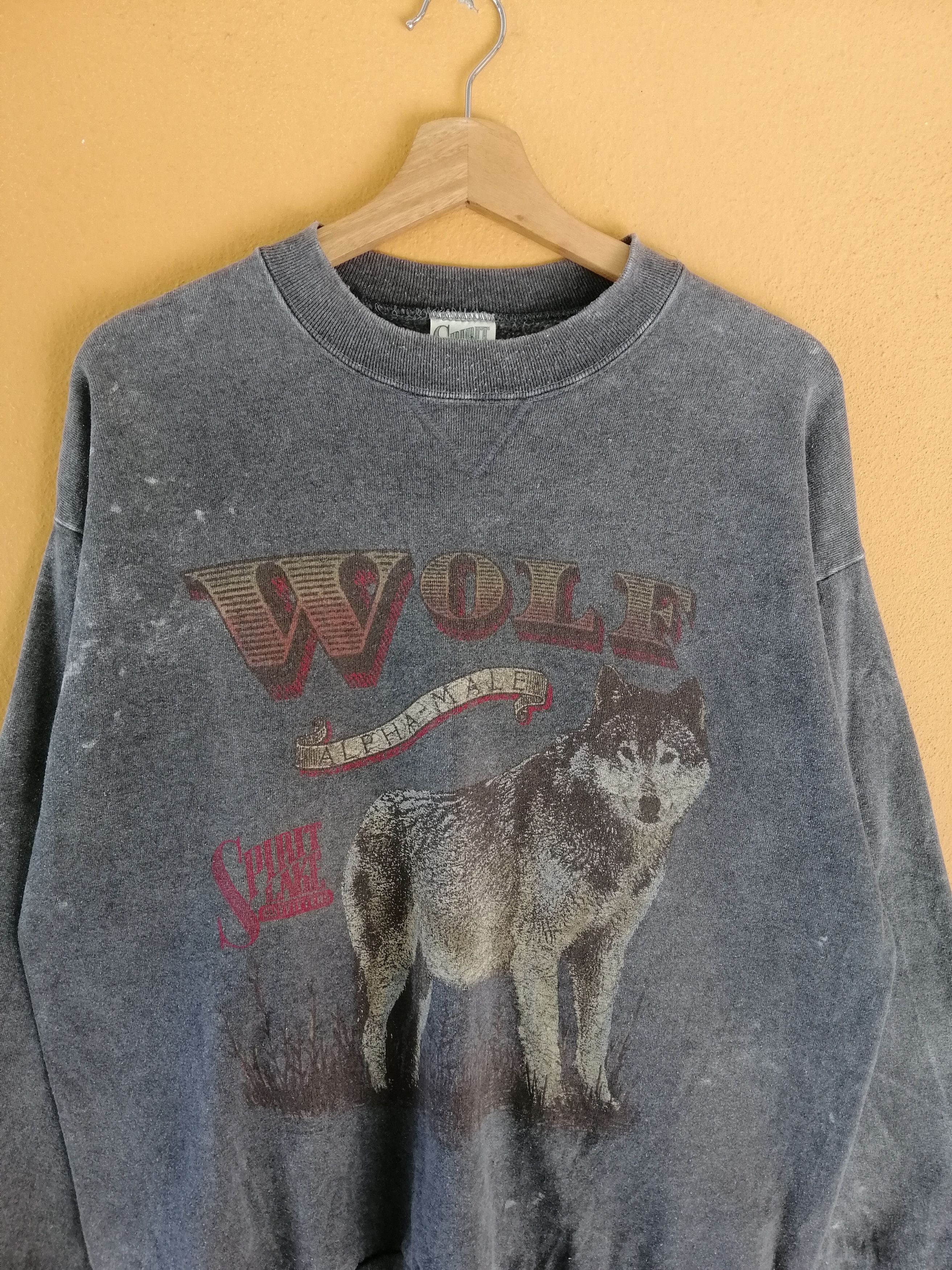 LONE WOLF Vintage 90s Wolf Sweatshirt Animal All Over Print B1 Size US M / EU 48-50 / 2 - 2 Thumbnail