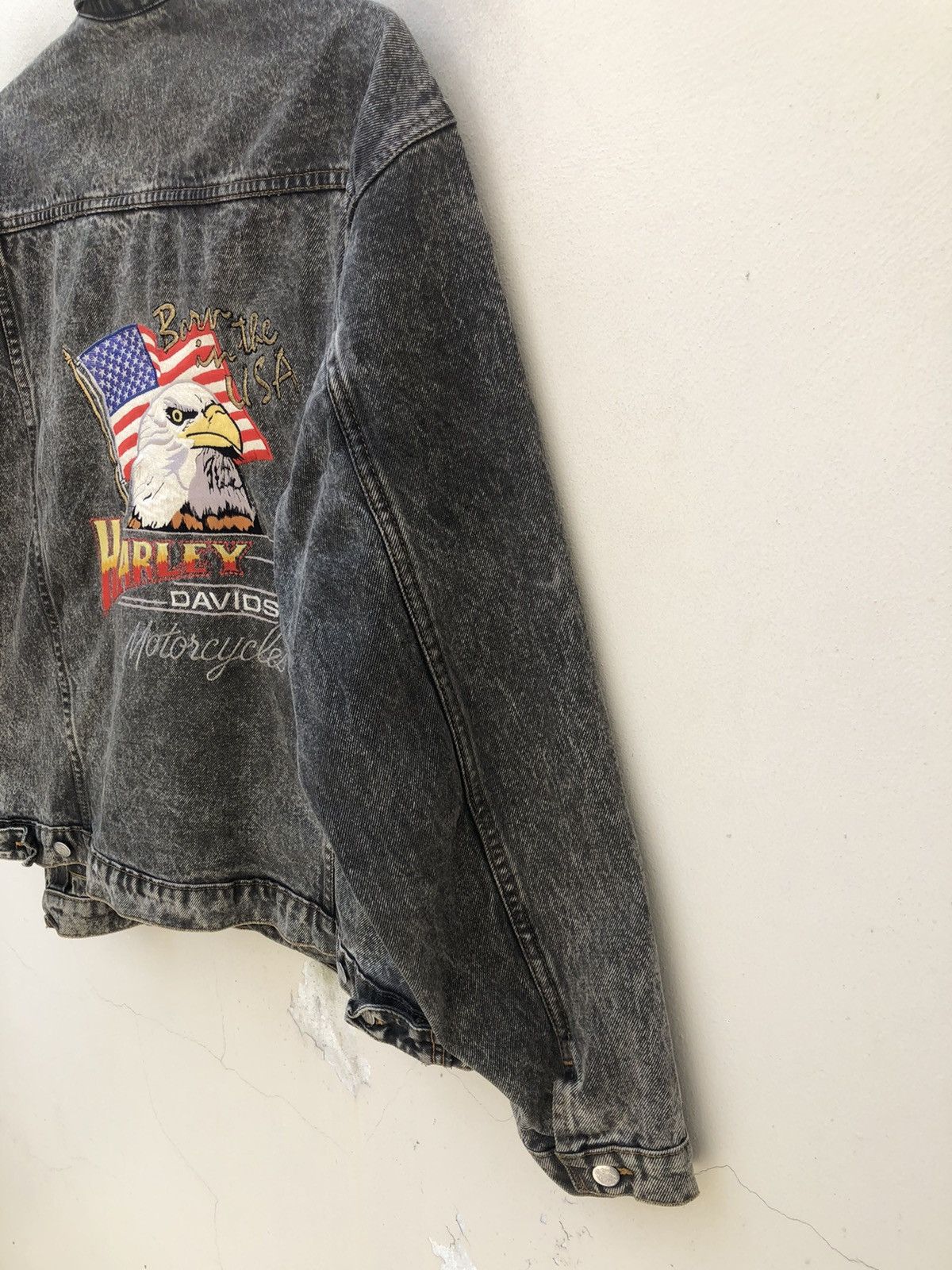 Harley Davidson Vintage 80s Harley Davidson Acid Wash Denim Trucker Jacket Size US XL / EU 56 / 4 - 8 Thumbnail