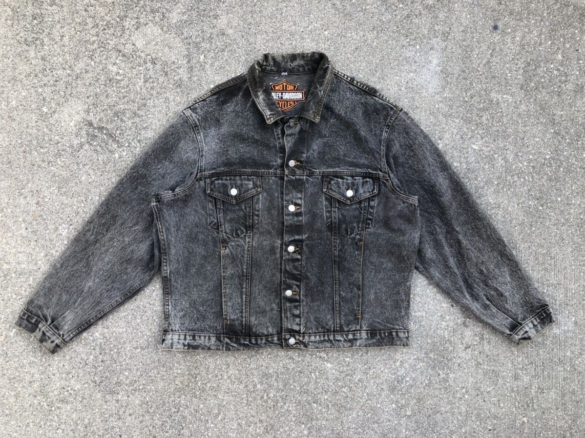 Harley Davidson Vintage 80s Harley Davidson Acid Wash Denim Trucker Jacket Size US XL / EU 56 / 4 - 2 Thumbnail