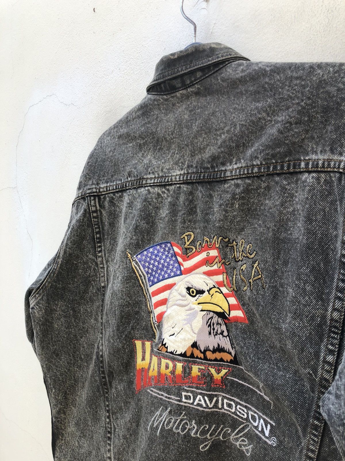 Harley Davidson Vintage 80s Harley Davidson Acid Wash Denim Trucker Jacket Size US XL / EU 56 / 4 - 6 Thumbnail