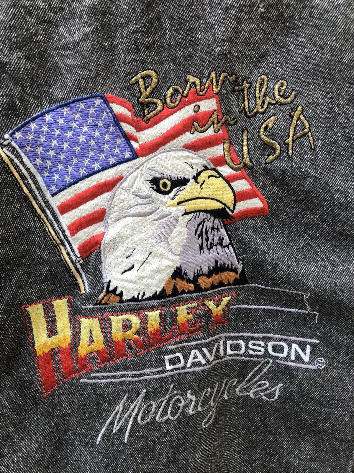 Harley Davidson Vintage 80s Harley Davidson Acid Wash Denim Trucker Jacket Size US XL / EU 56 / 4 - 4 Thumbnail