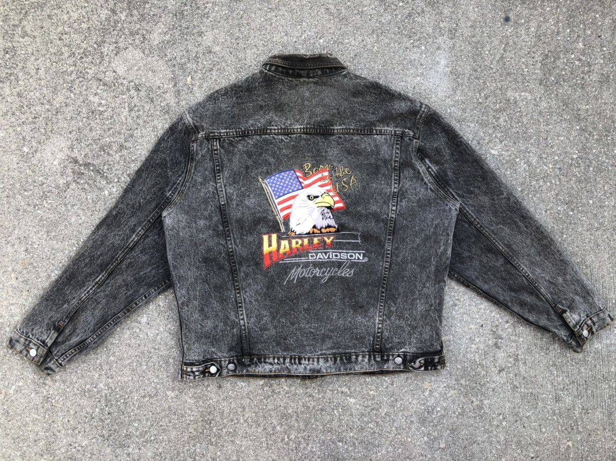 Harley Davidson Vintage 80s Harley Davidson Acid Wash Denim Trucker Jacket Size US XL / EU 56 / 4 - 1 Thumbnail