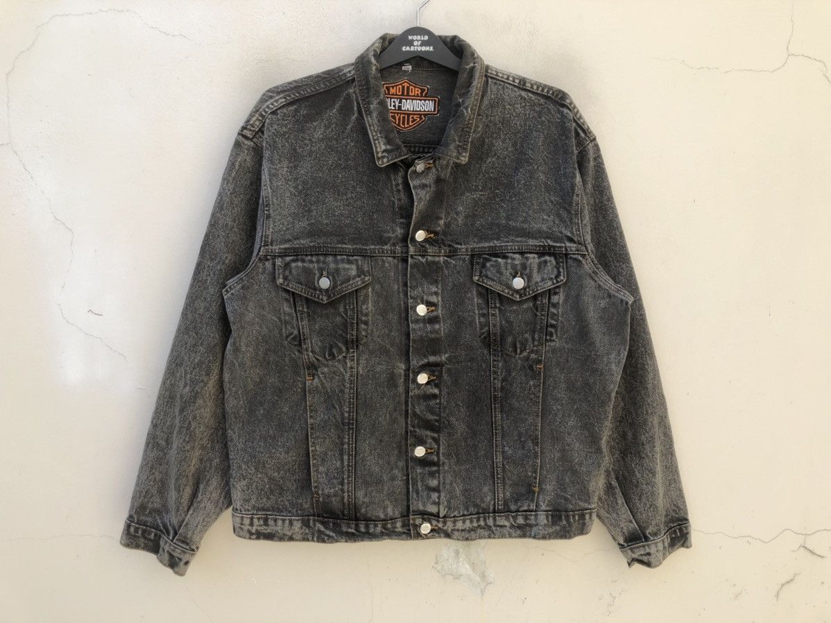 Harley Davidson Vintage 80s Harley Davidson Acid Wash Denim Trucker Jacket Size US XL / EU 56 / 4 - 9 Thumbnail