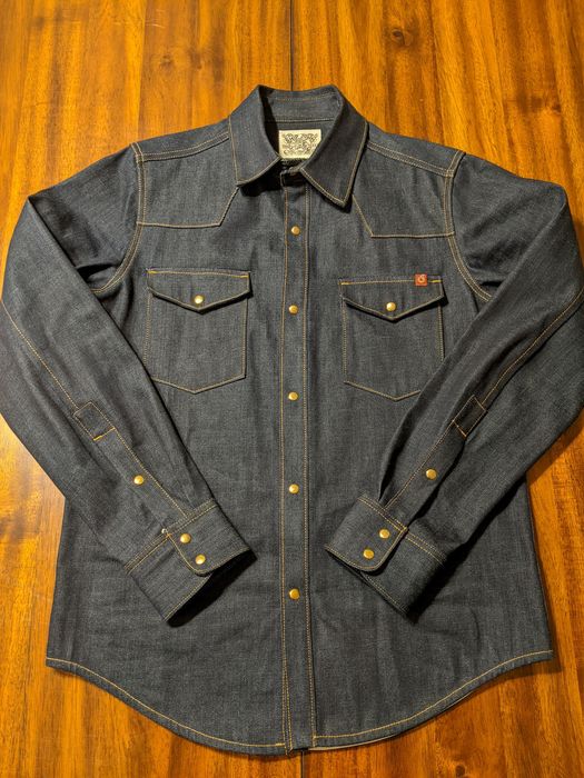 Vintage Ship John Townes Western Shirt Indigo Selvedge Denim V2 | Grailed