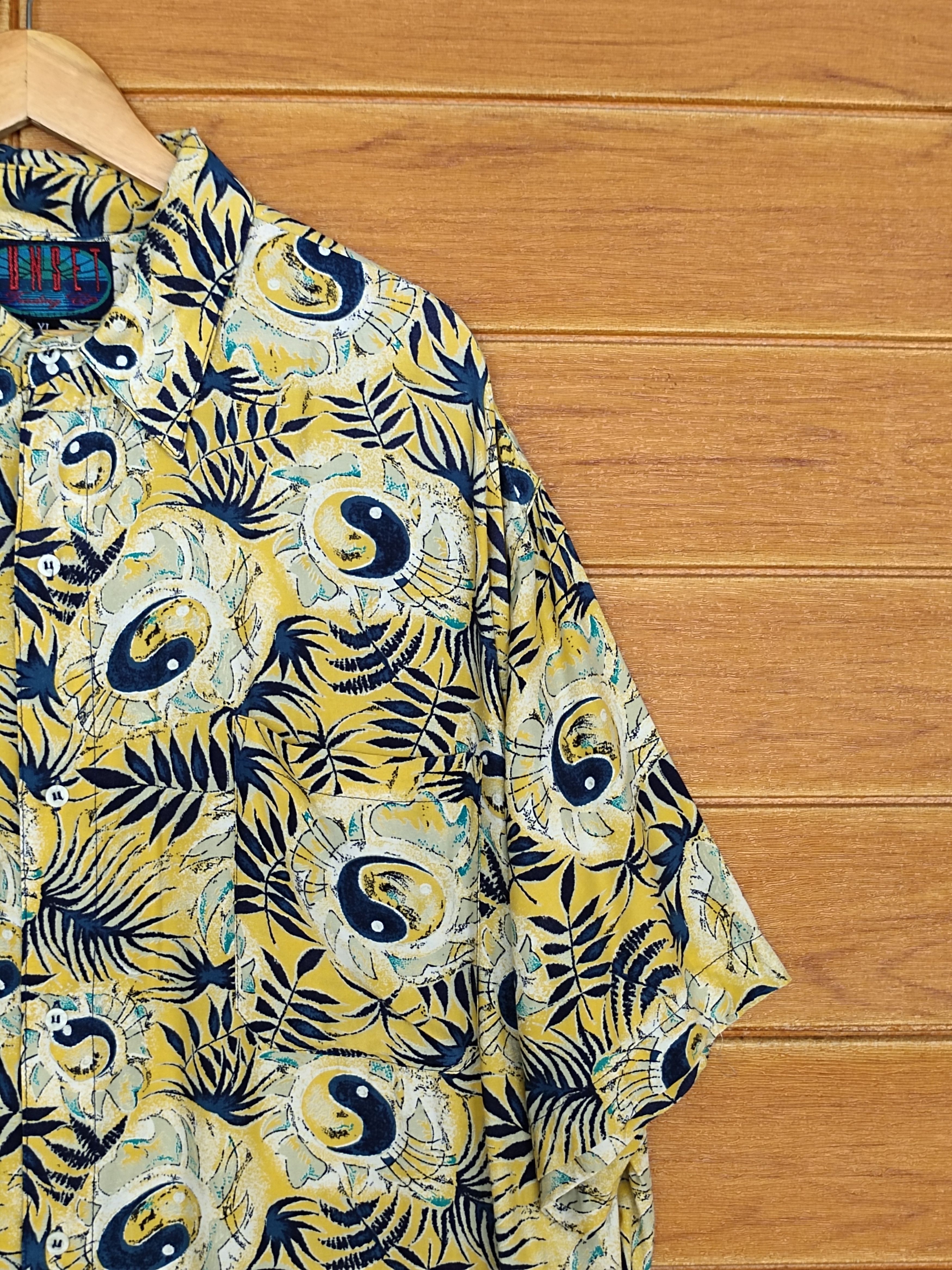 Sun Surf Vintage 80s Hawaiian SUNSET Ying & Yang Print Shirt Size US XL / EU 56 / 4 - 5 Thumbnail