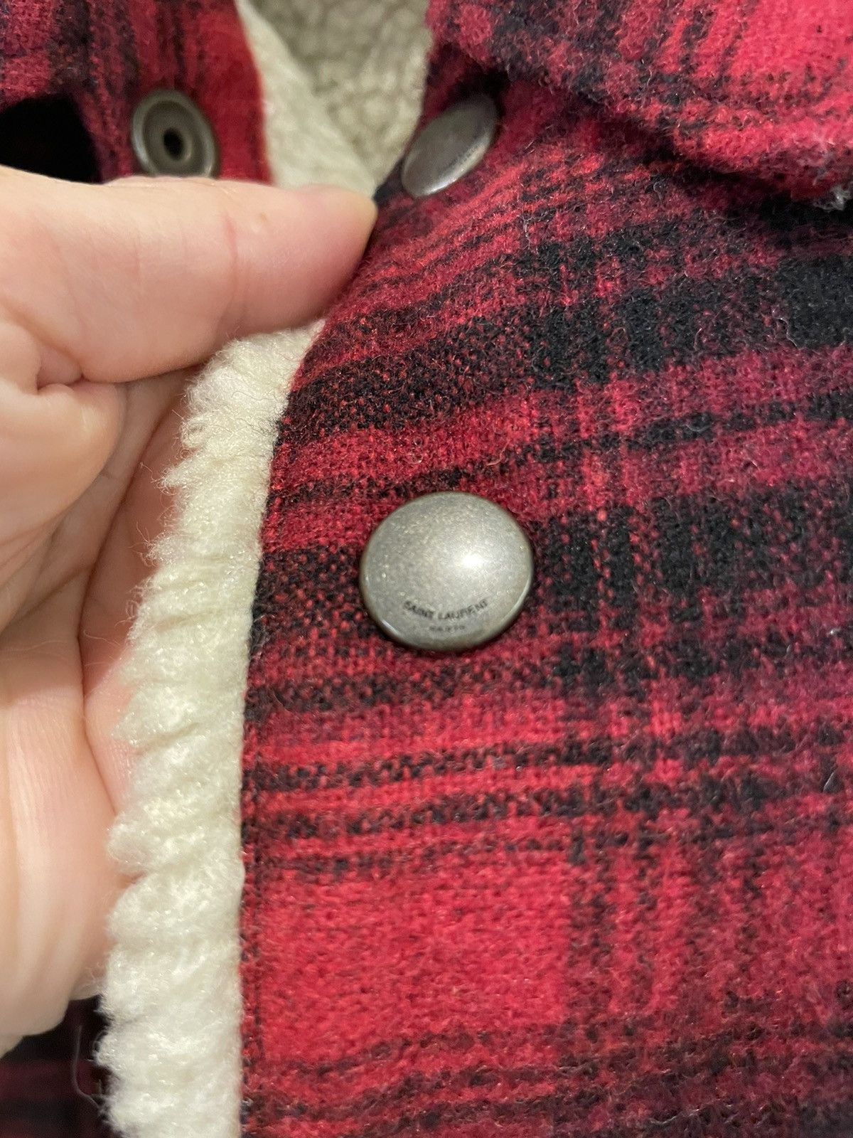 Saint Laurent Paris Saint Laurent flannel shirt jacket with shearling lining Size US M / EU 48-50 / 2 - 4 Thumbnail