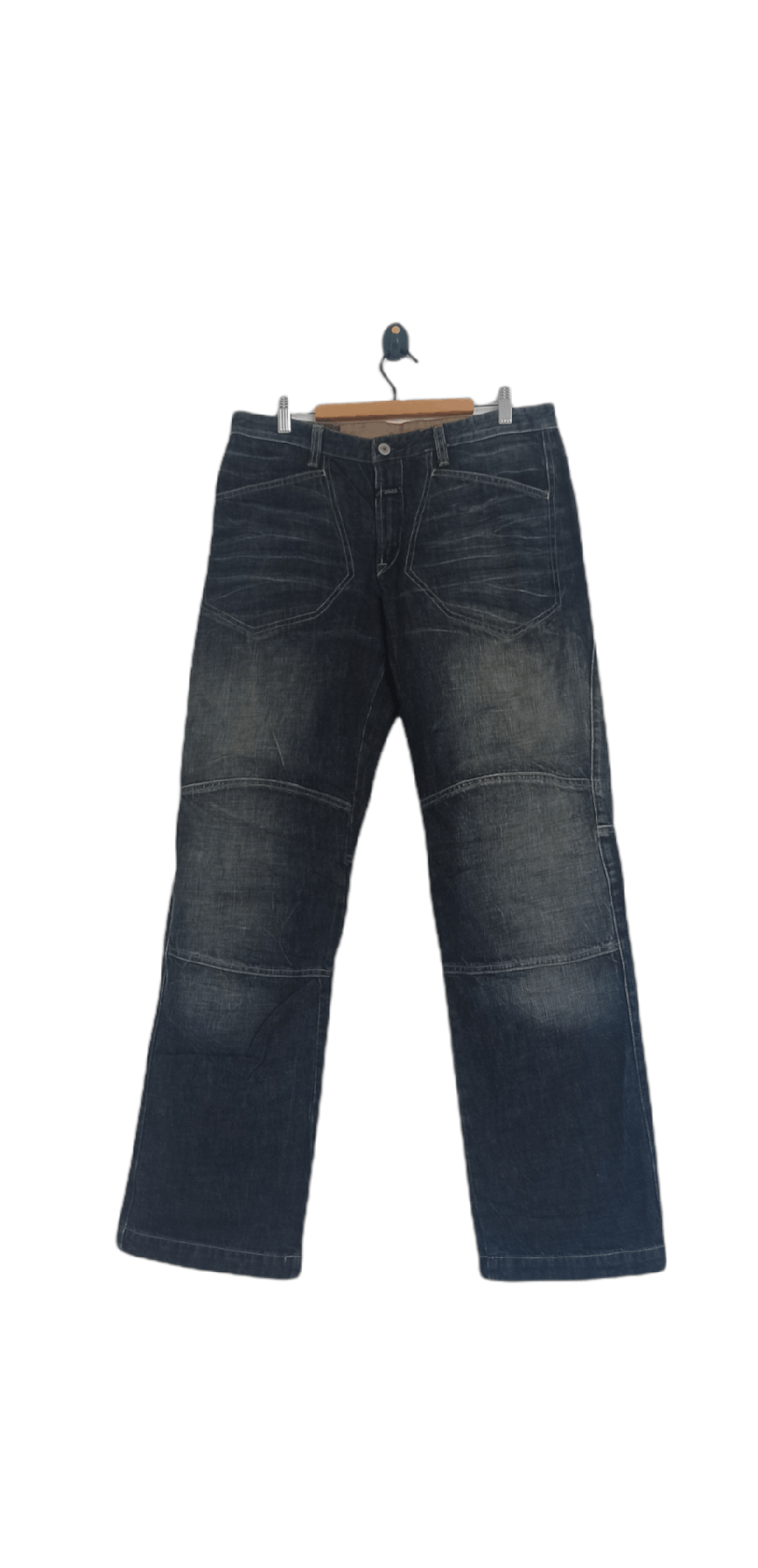 image of Archival Clothing x Marithe Francois Girbaud Double Knee Denim Jeans in Blue Fade, Men's (Size 34)