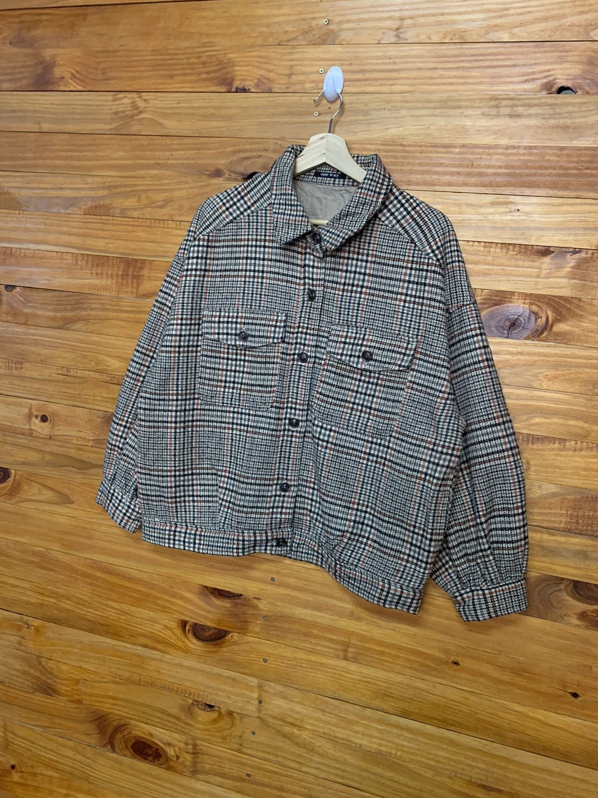 Japanese Brand One Way Houndstooth Wool Jacket Size US M / EU 48-50 / 2 - 2 Thumbnail