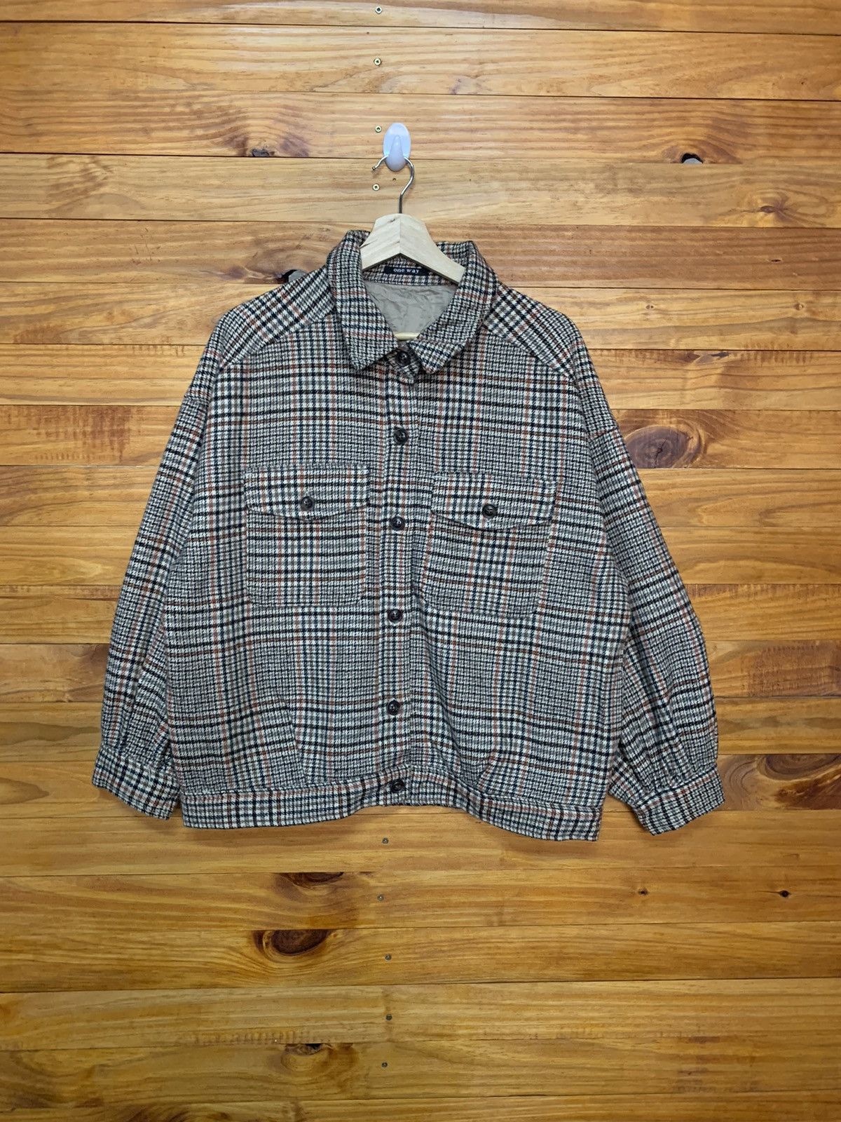 Japanese Brand One Way Houndstooth Wool Jacket Size US M / EU 48-50 / 2 - 1 Thumbnail