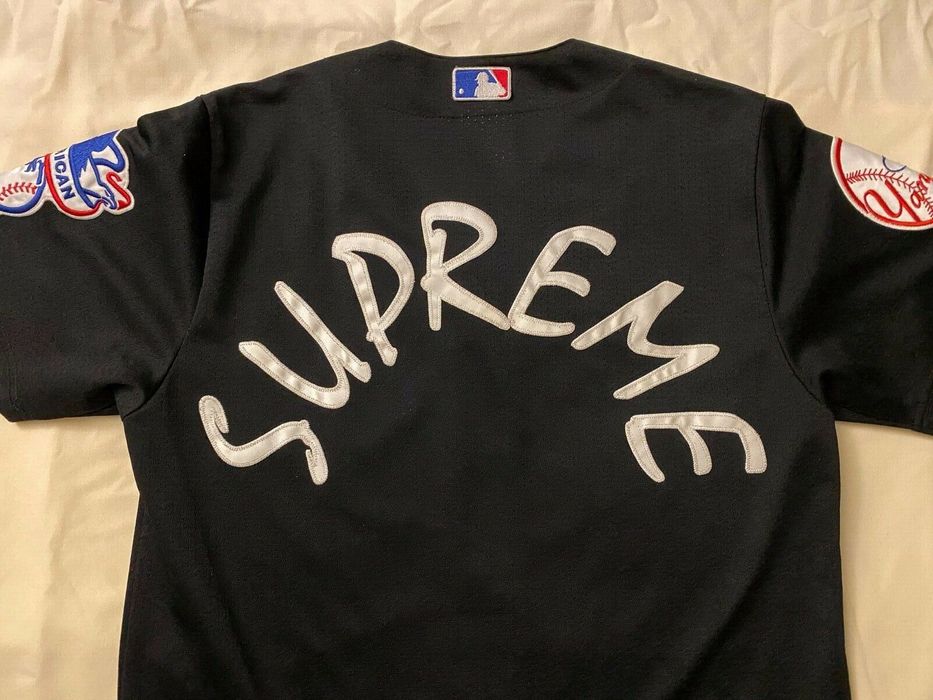 SS15 SUPREME X MAJESTIC NEW YORK YANKEES JERSEY NAVY Large New