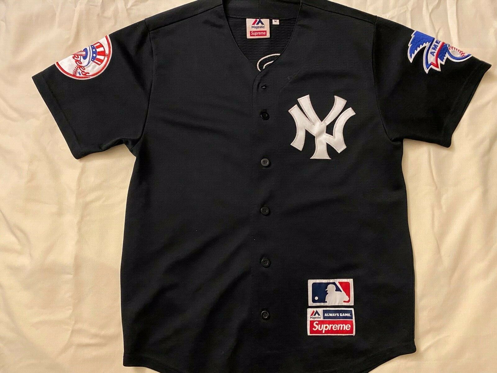 FS] Majestic x Supreme Yankees Jersey (XL). DS Nas Tee (L) :  r/supremeclothing