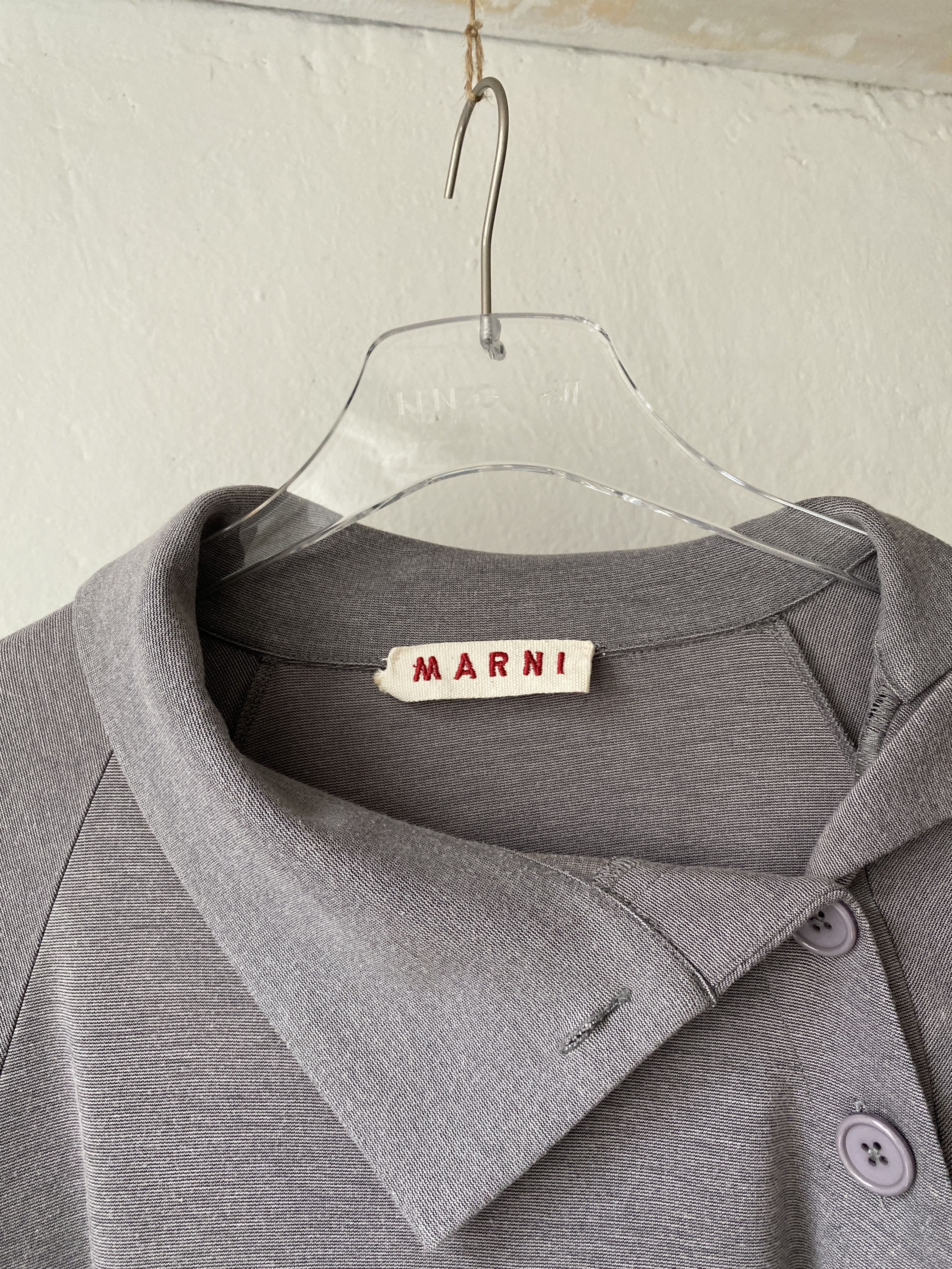 Marni Marni Dark Grey Silk Oversize Sleeves Pocket Blouse Size US L / EU 52-54 / 3 - 2 Thumbnail