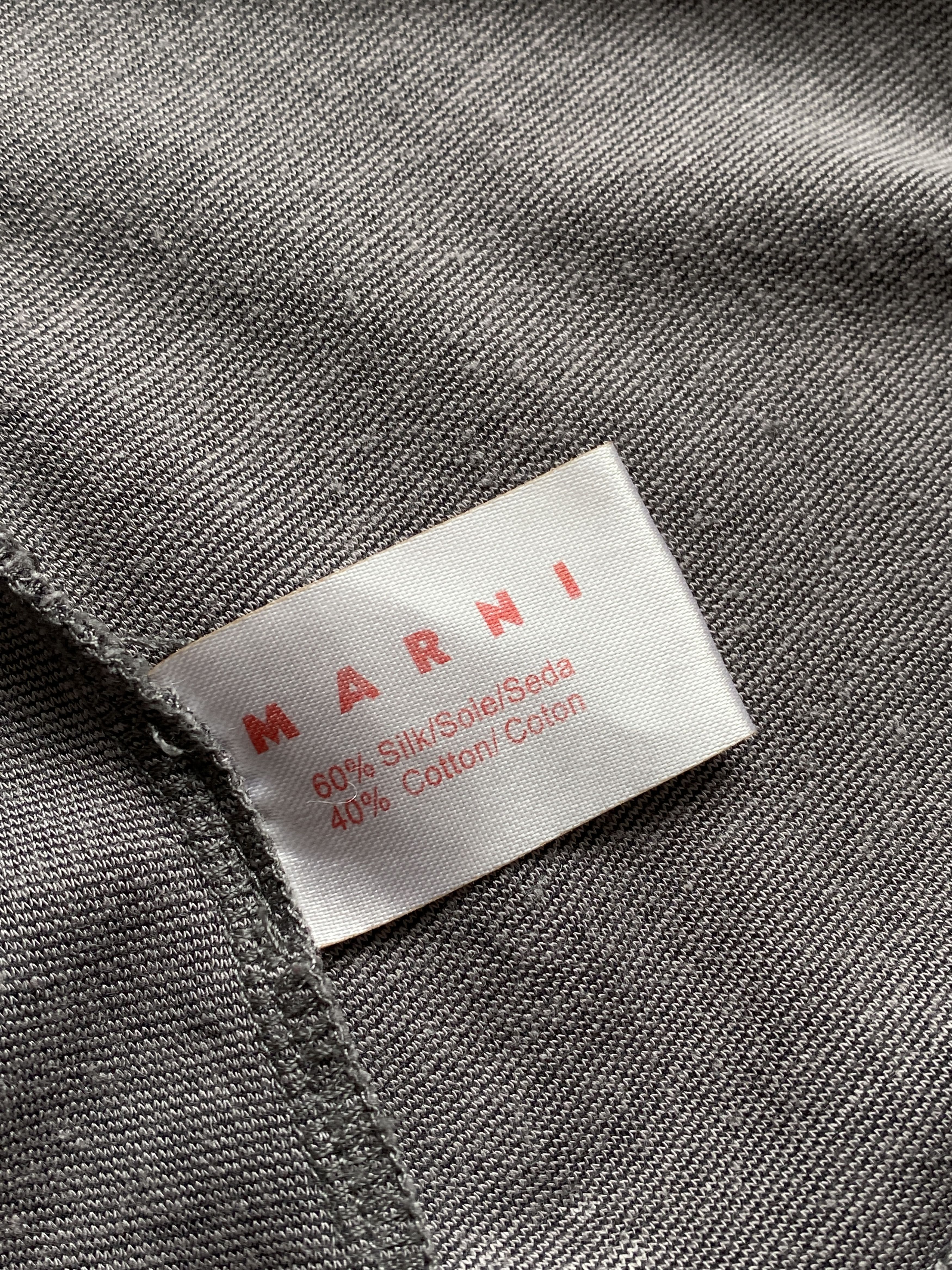 Marni Marni Dark Grey Silk Oversize Sleeves Pocket Blouse Size US L / EU 52-54 / 3 - 8 Thumbnail