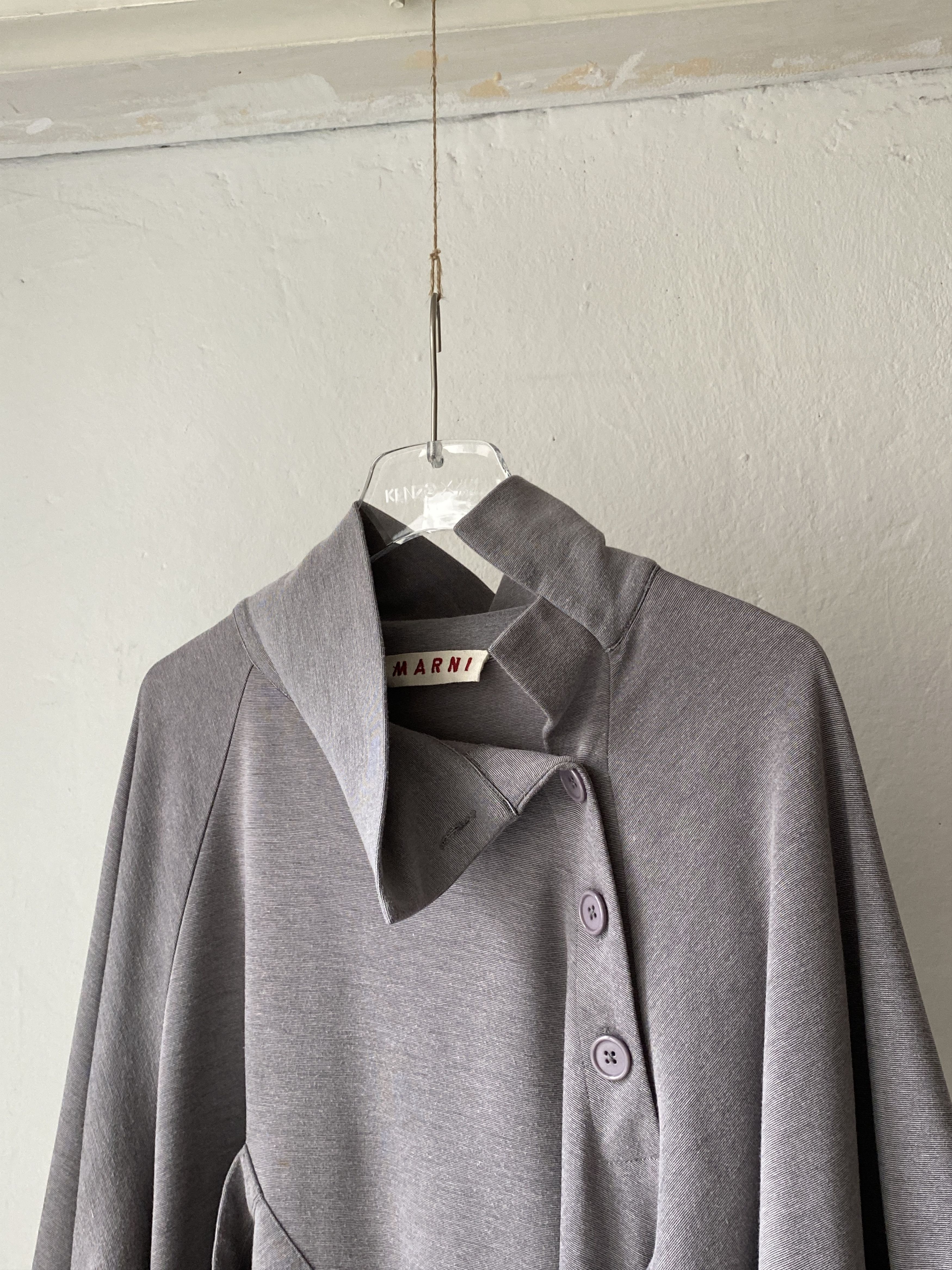 Marni Marni Dark Grey Silk Oversize Sleeves Pocket Blouse Size US L / EU 52-54 / 3 - 6 Thumbnail