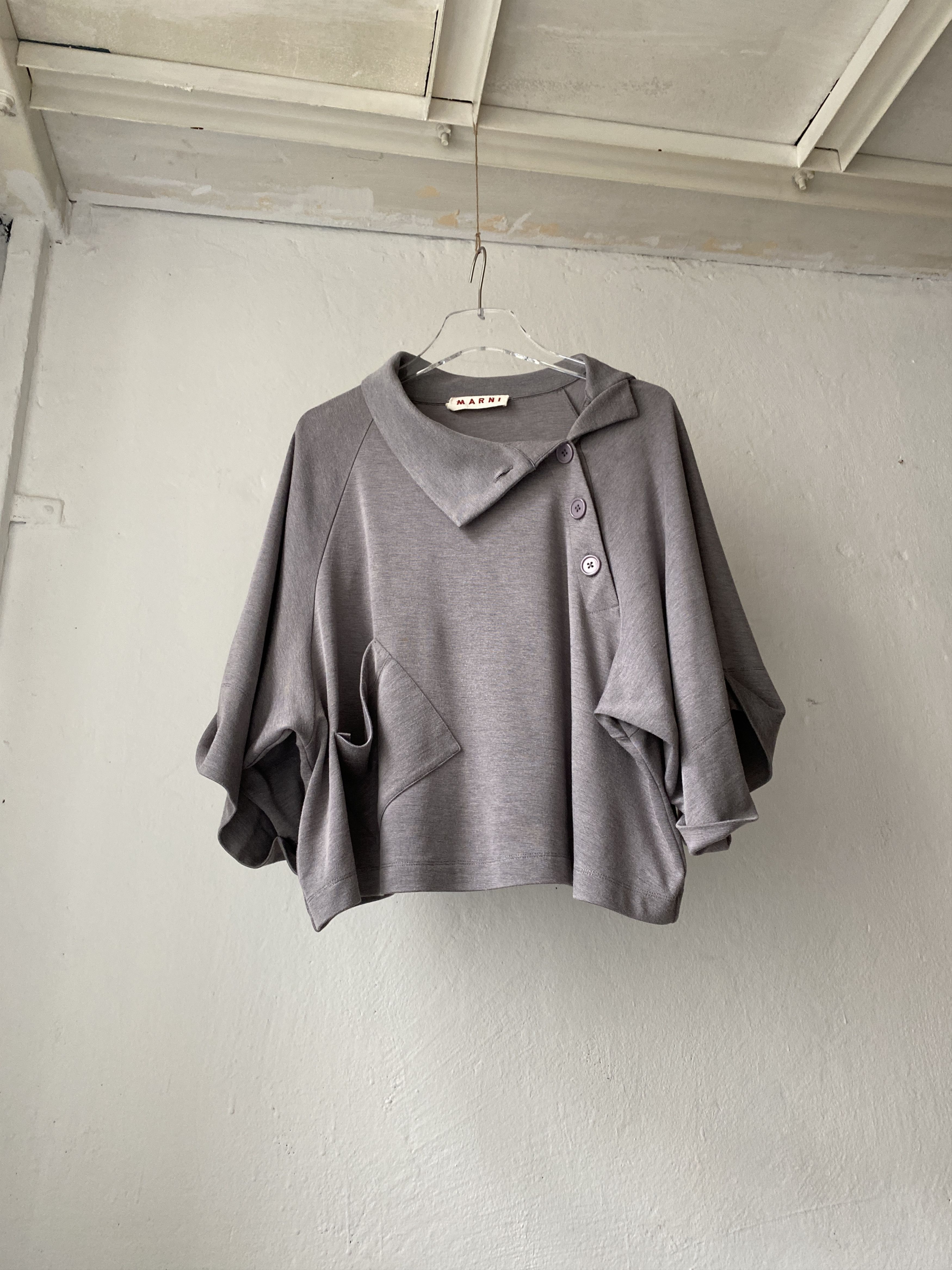 Marni Marni Dark Grey Silk Oversize Sleeves Pocket Blouse Size US L / EU 52-54 / 3 - 3 Thumbnail