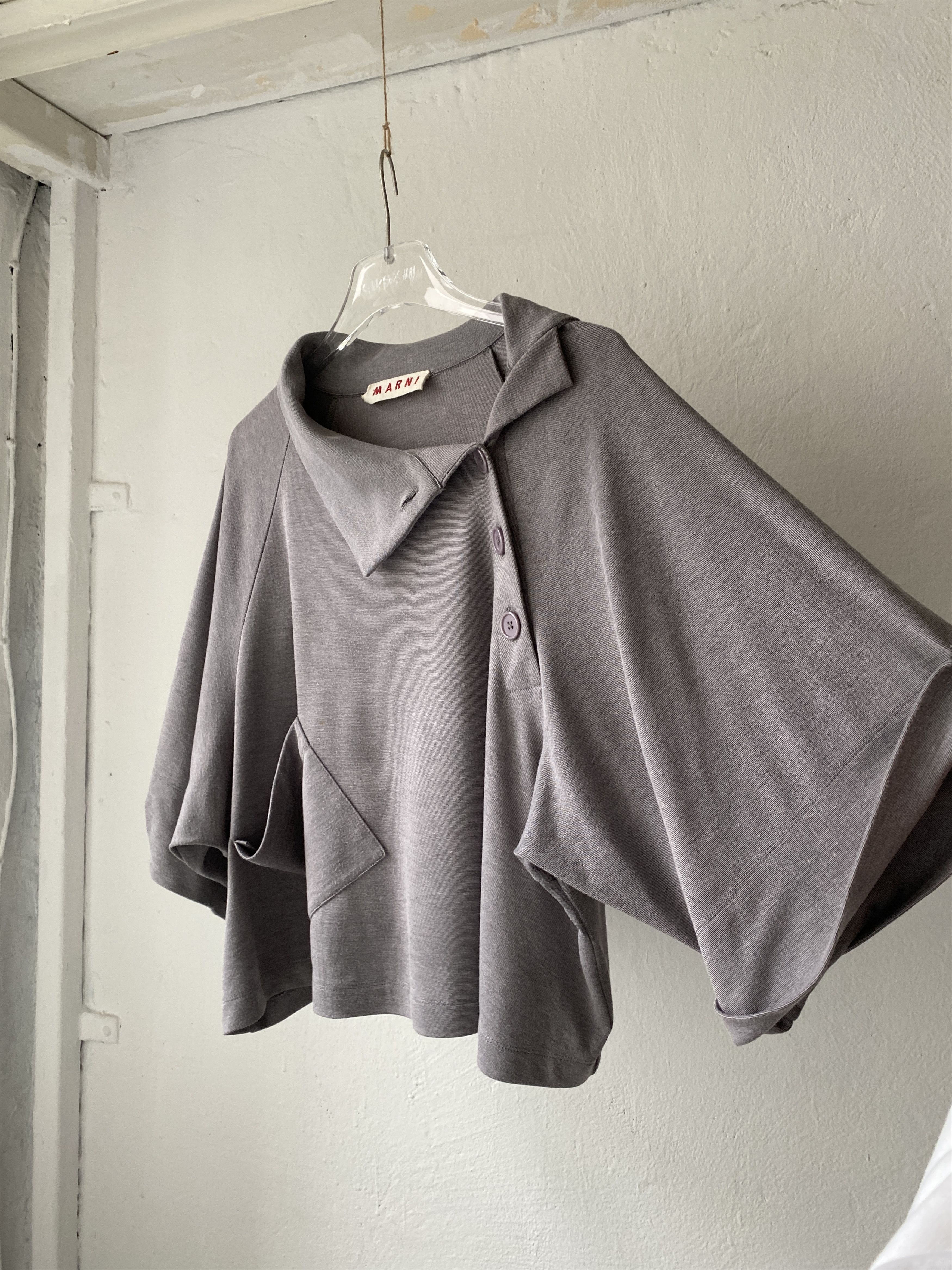 Marni Marni Dark Grey Silk Oversize Sleeves Pocket Blouse Size US L / EU 52-54 / 3 - 4 Thumbnail