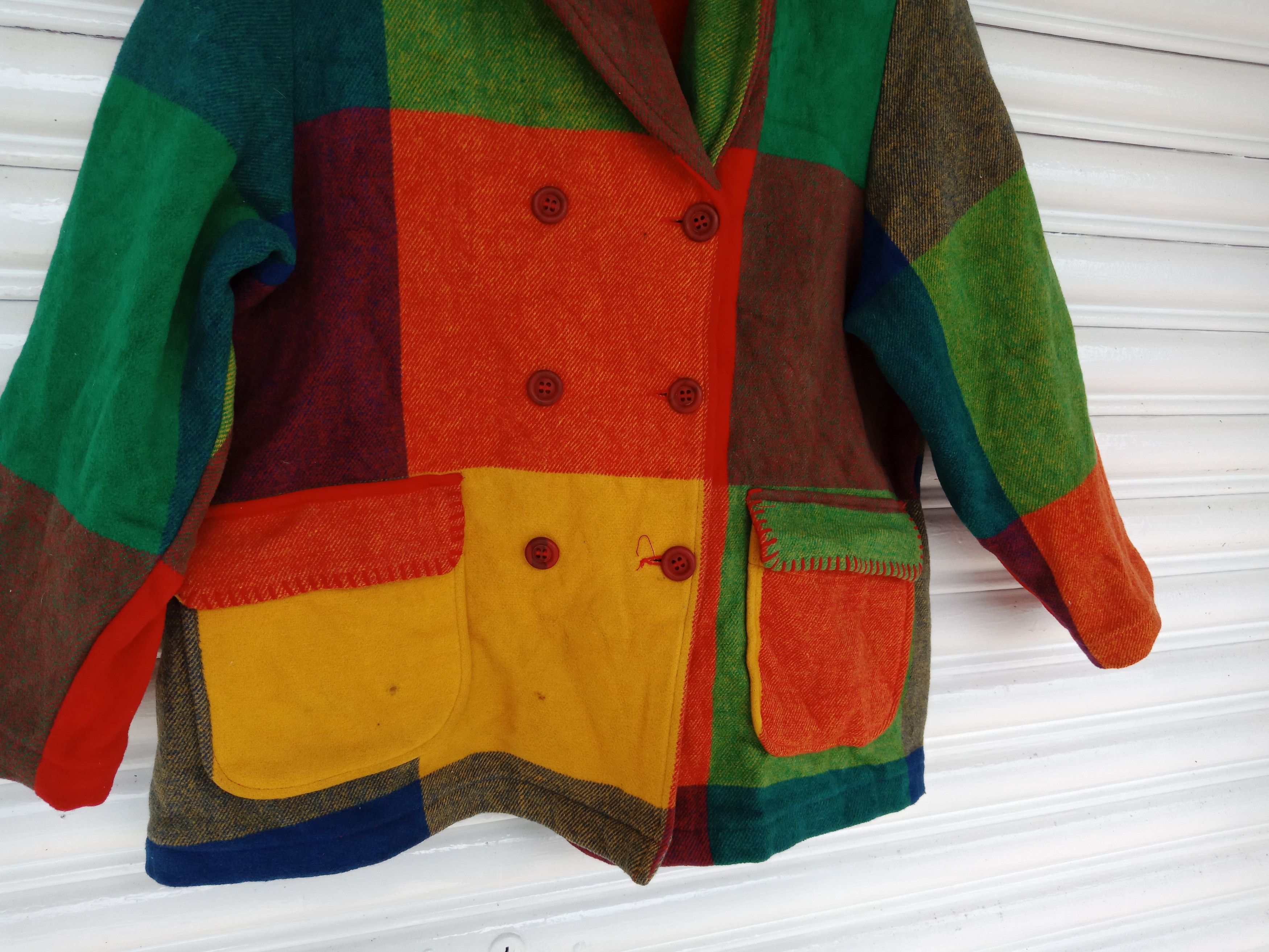 Benetton United Colors Of Benetton Multicolor Patchwork Wool Size US L / EU 52-54 / 3 - 7 Thumbnail