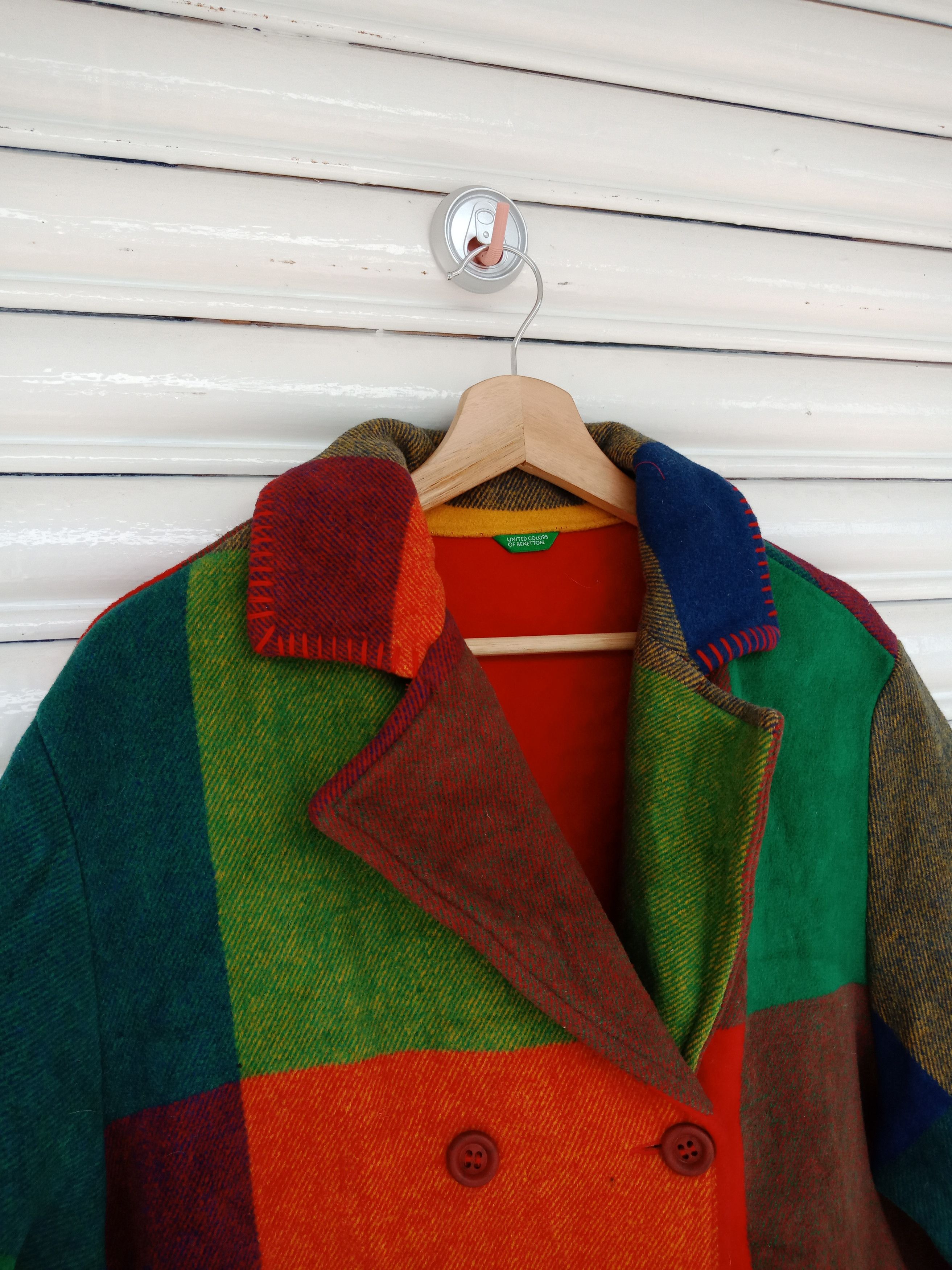 Benetton United Colors Of Benetton Multicolor Patchwork Wool Size US L / EU 52-54 / 3 - 6 Thumbnail