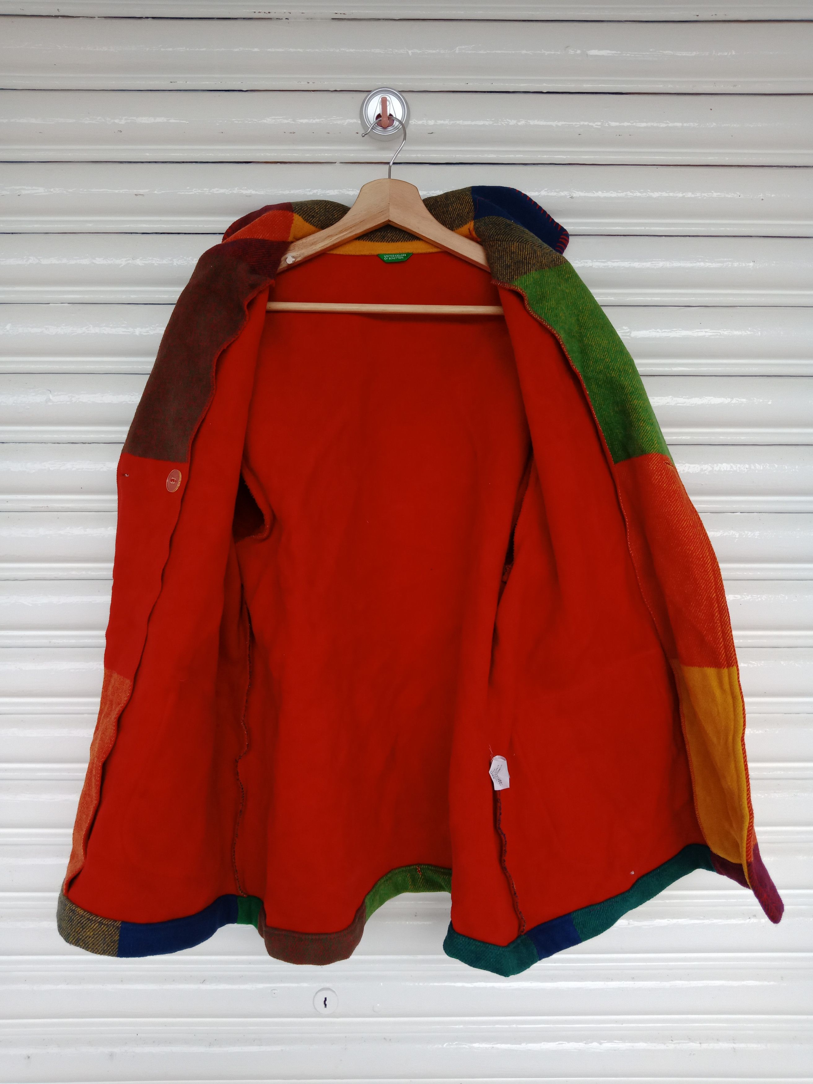 Benetton United Colors Of Benetton Multicolor Patchwork Wool Size US L / EU 52-54 / 3 - 2 Thumbnail