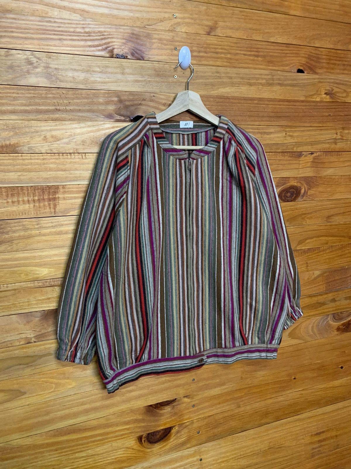 Vintage Vintage Striped Round Neck Jacket Size US M / EU 48-50 / 2 - 2 Thumbnail