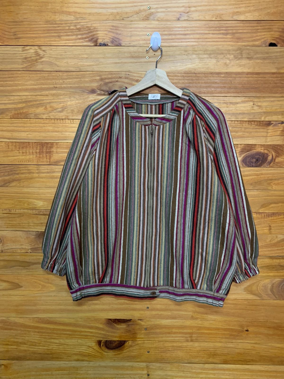 Vintage Vintage Striped Round Neck Jacket Size US M / EU 48-50 / 2 - 1 Thumbnail