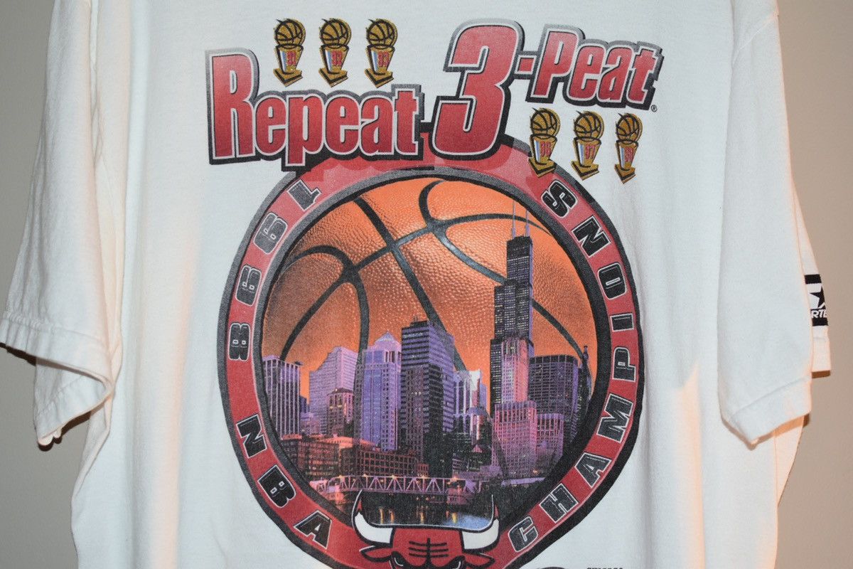 NBA × Starter 1998 Chicago Bulls 3-Peat Repeat NBA Finals Shirt Size US XL / EU 56 / 4 - 2 Thumbnail