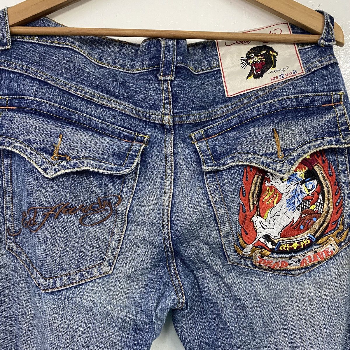 Ed Hardy × Vintage VTG ED HARDY DISTRESSED DENIM Size US 34 / EU 50 - 3 Thumbnail