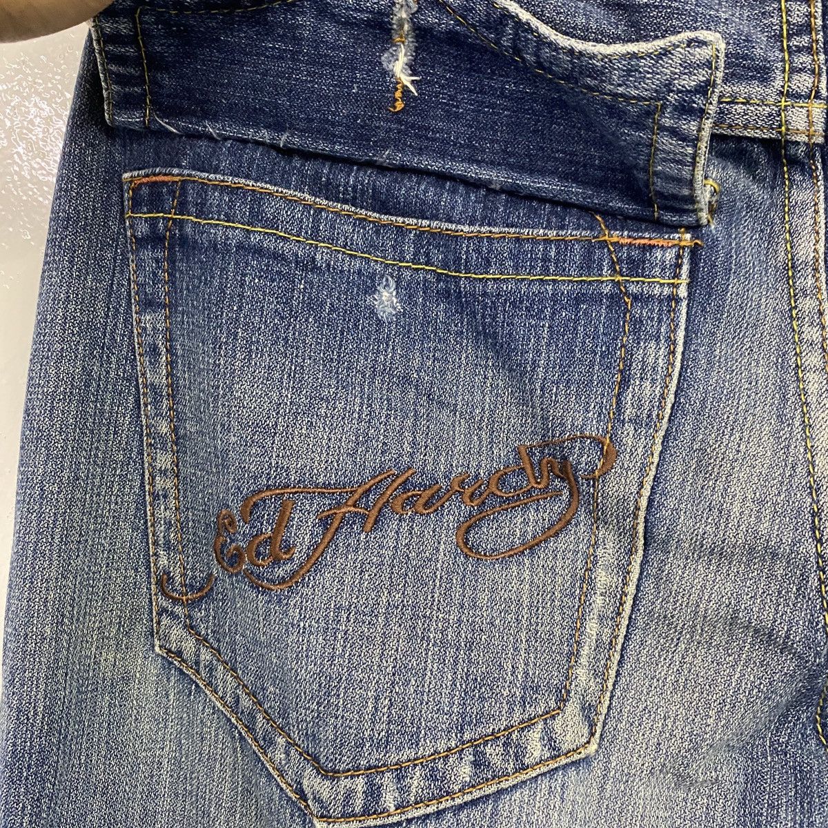 Ed Hardy × Vintage VTG ED HARDY DISTRESSED DENIM Size US 34 / EU 50 - 5 Thumbnail