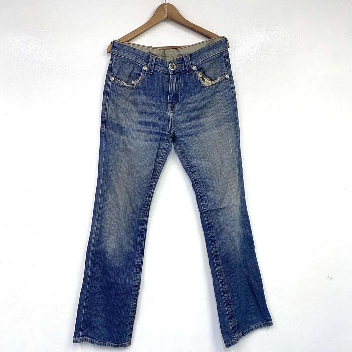 Ed Hardy × Vintage VTG ED HARDY DISTRESSED DENIM Size US 34 / EU 50 - 2 Thumbnail
