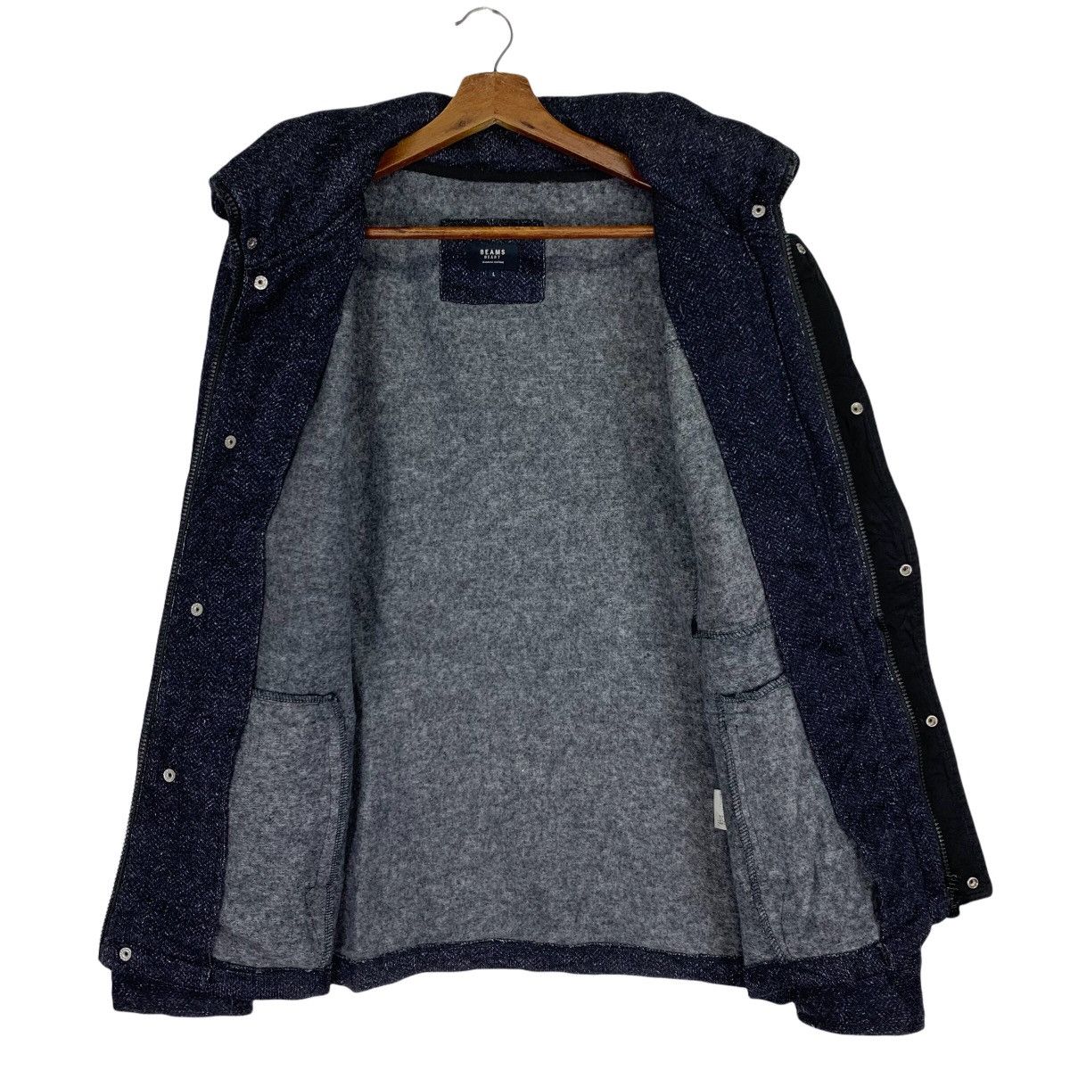 Beams Plus Vintage Beams Plus Hoodie Zip Up Denim Jacket Size US L / EU 52-54 / 3 - 5 Thumbnail