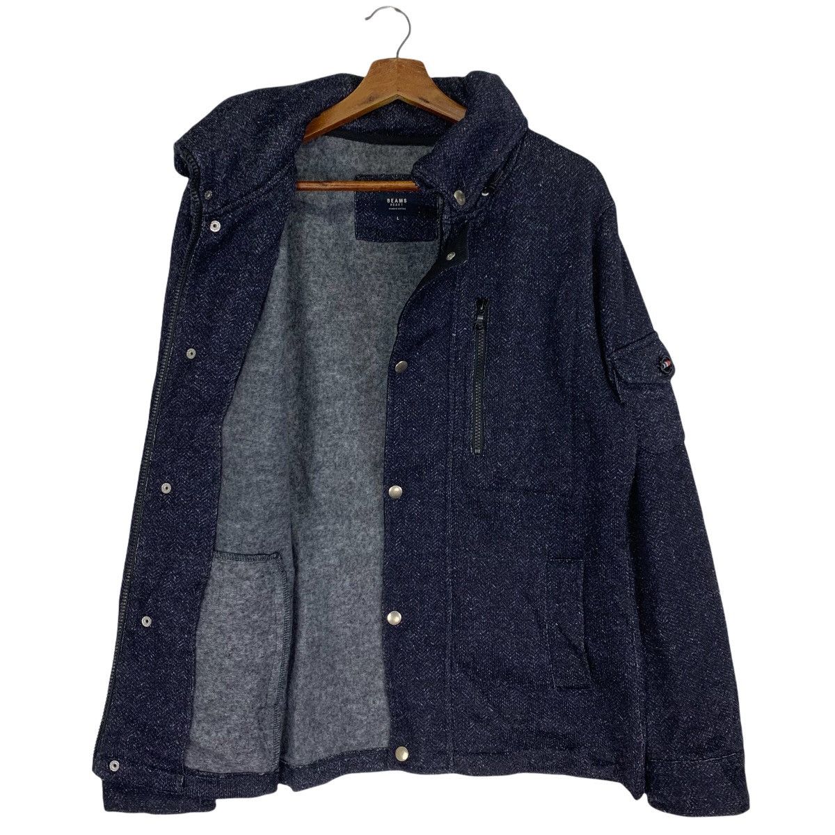 Beams Plus Vintage Beams Plus Hoodie Zip Up Denim Jacket Size US L / EU 52-54 / 3 - 4 Thumbnail