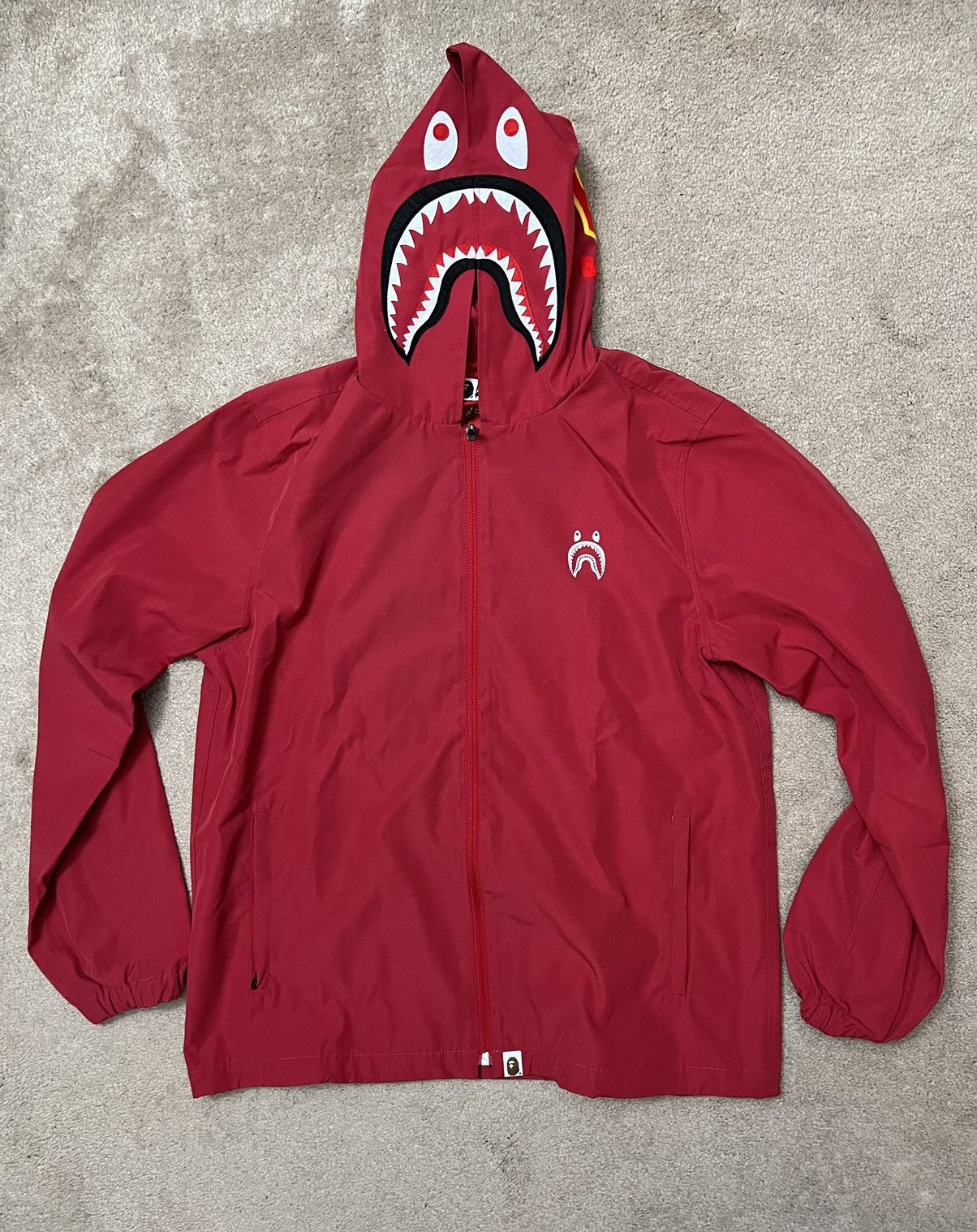 Bape BAPE PONR Shark Hoodie Jacket Red Grailed