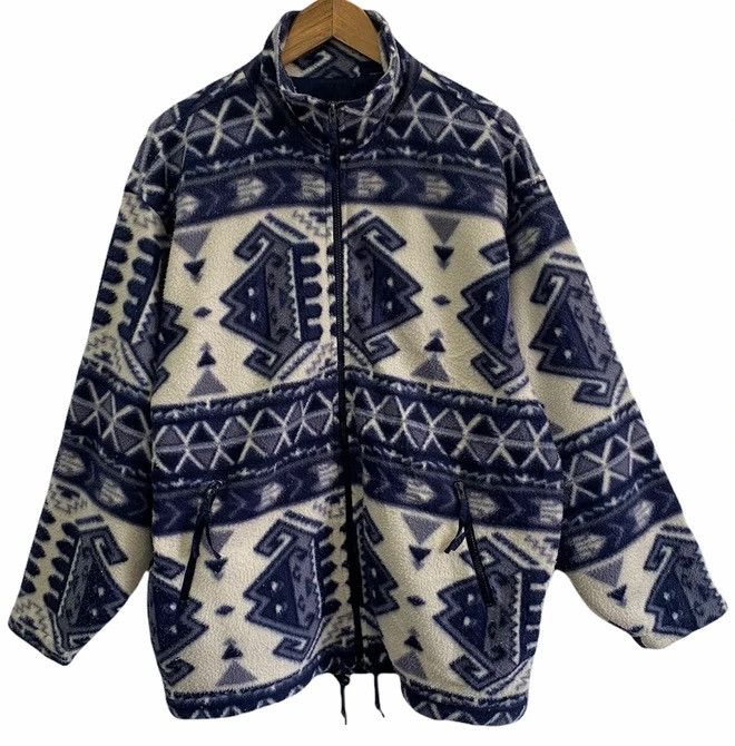 Japanese Brand VINTAGE TRUNK OUTDOOR NAVAJO AZTEC DESIGN WOOL FLEECE JACKET Size US XL / EU 56 / 4 - 4 Thumbnail