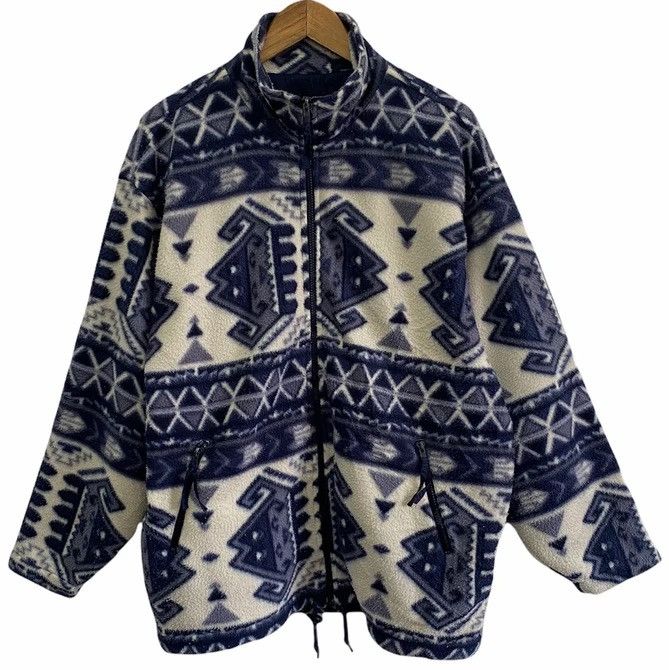 Japanese Brand VINTAGE TRUNK OUTDOOR NAVAJO AZTEC DESIGN WOOL FLEECE JACKET Size US XL / EU 56 / 4 - 1 Thumbnail