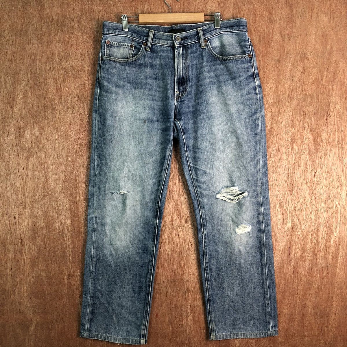image of Blue Distressed Denim Jeans Like Cobain C267, Men's (Size 35)