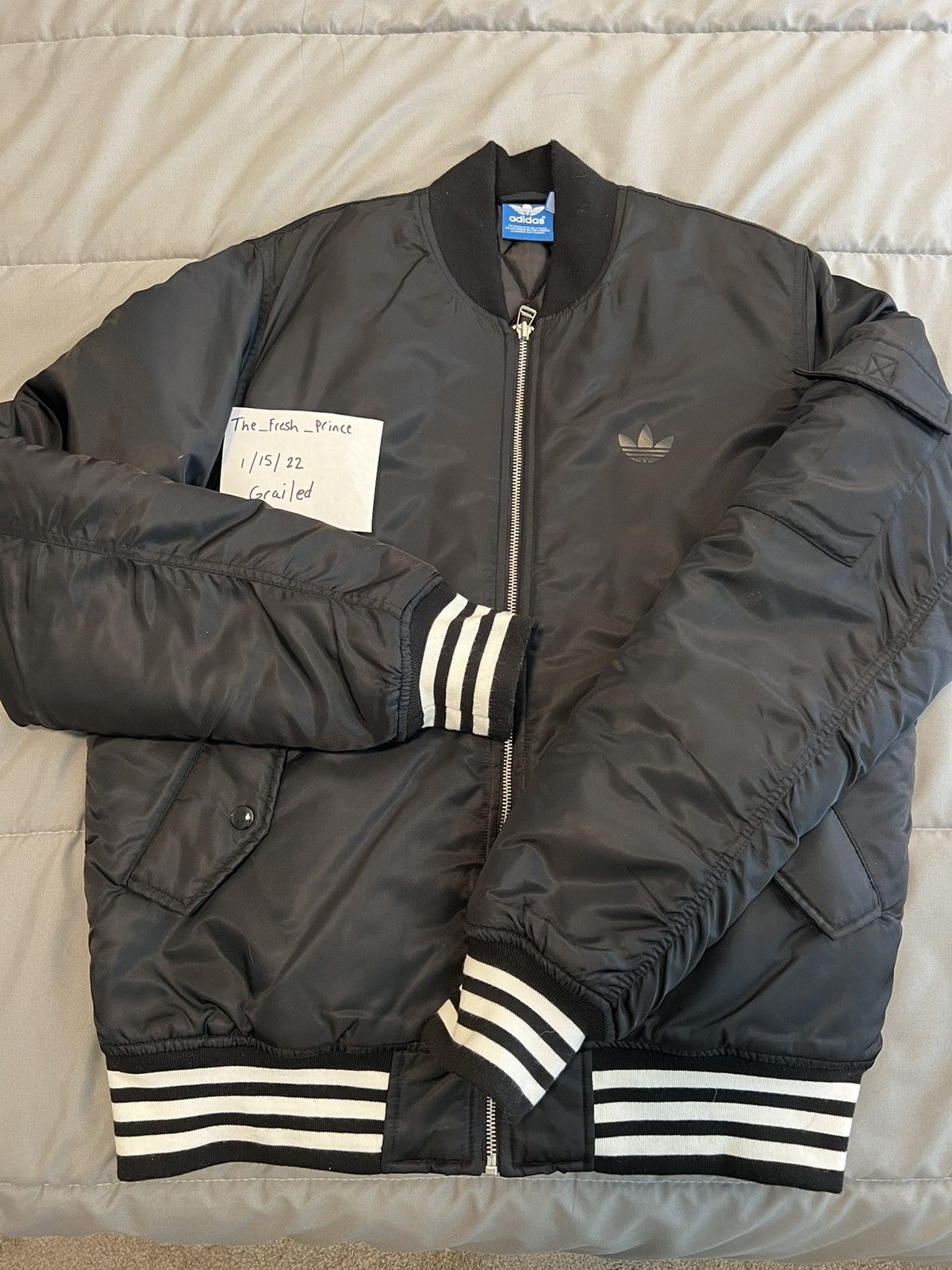 image of Adidas X Nigo Bear Bomber Jacket in Black, Men's (Size Medium)